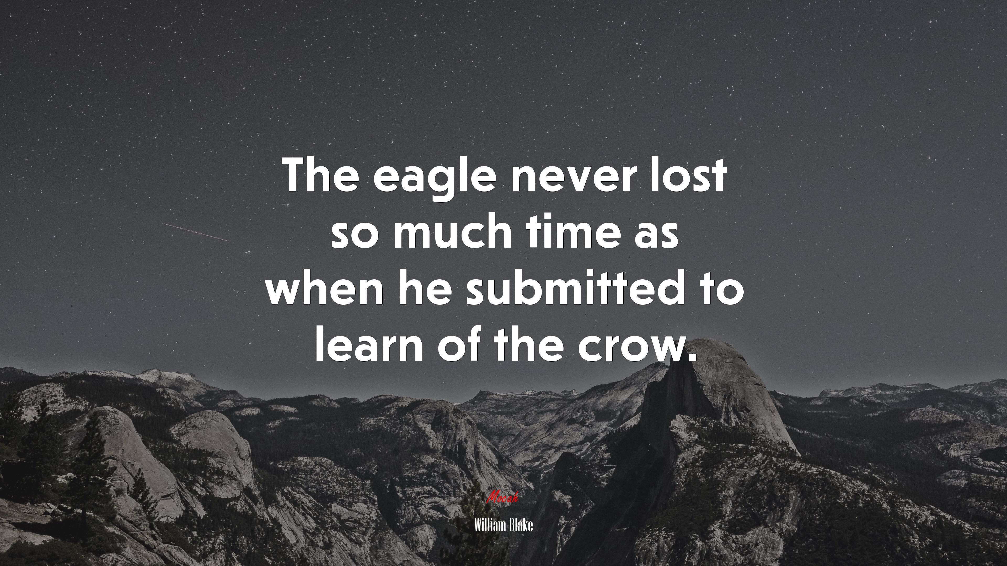 The eagle never lost so much time as when he submitted to learn of the crow. | William Blake quote HD Wallpaper