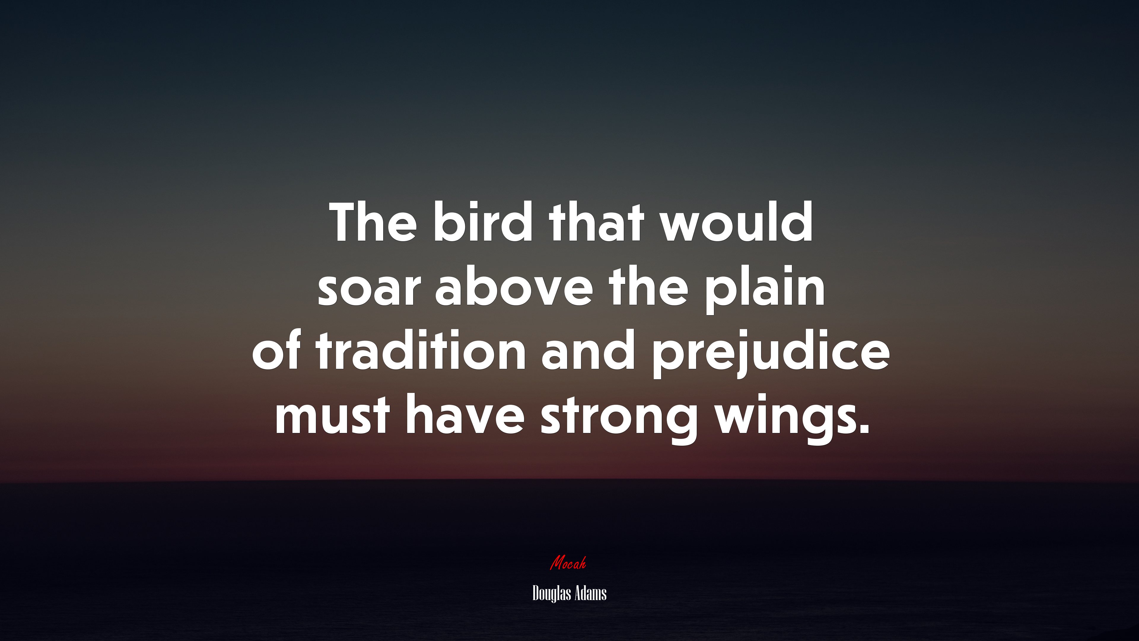 The bird that would soar above the plain of tradition and prejudice must have strong wings. | Douglas Adams quote HD Wallpaper