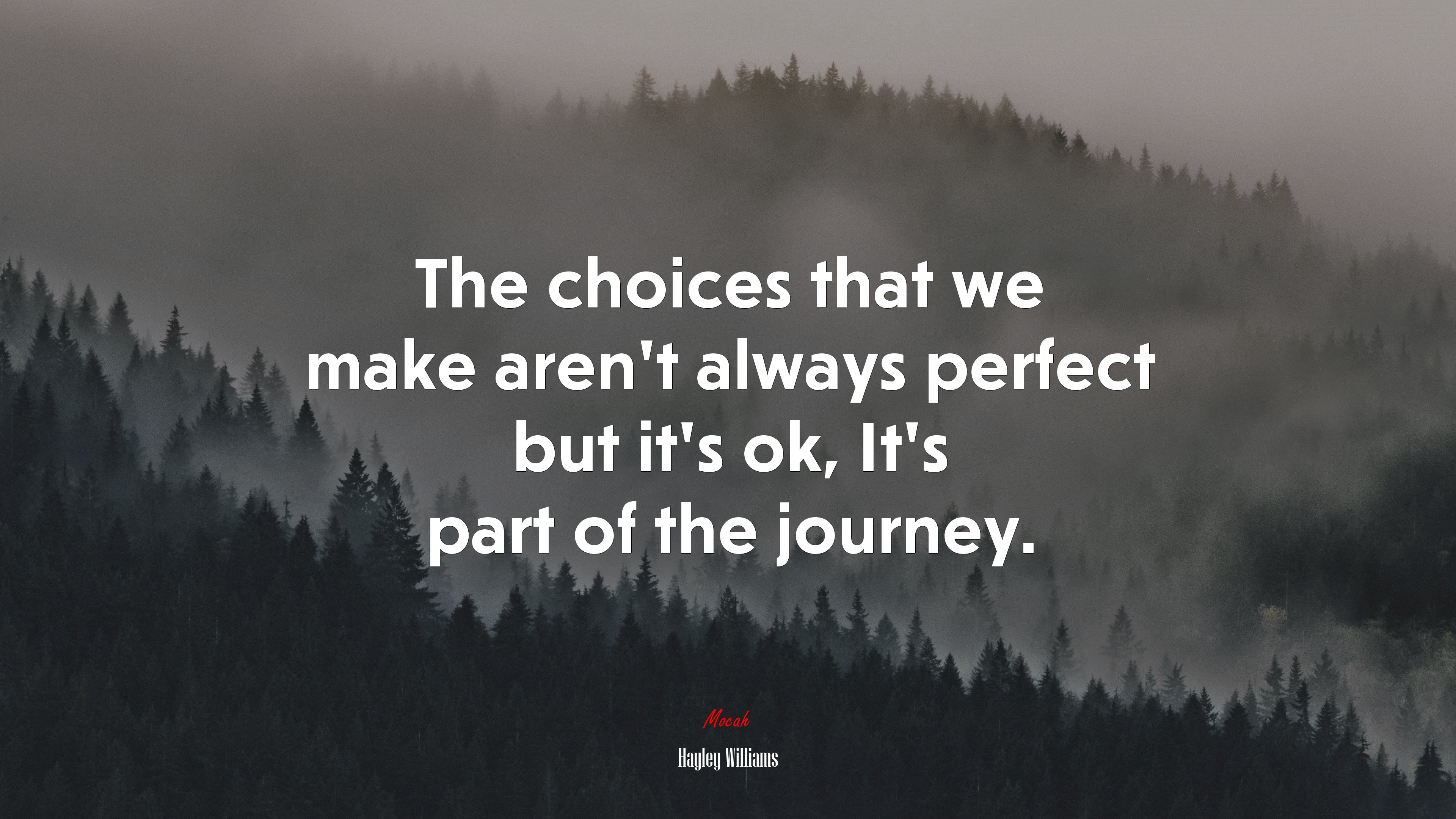 The choices that we make aren’t always perfect but it’s ok, It’s part of the journey. | Hayley Williams quote HD Wallpaper