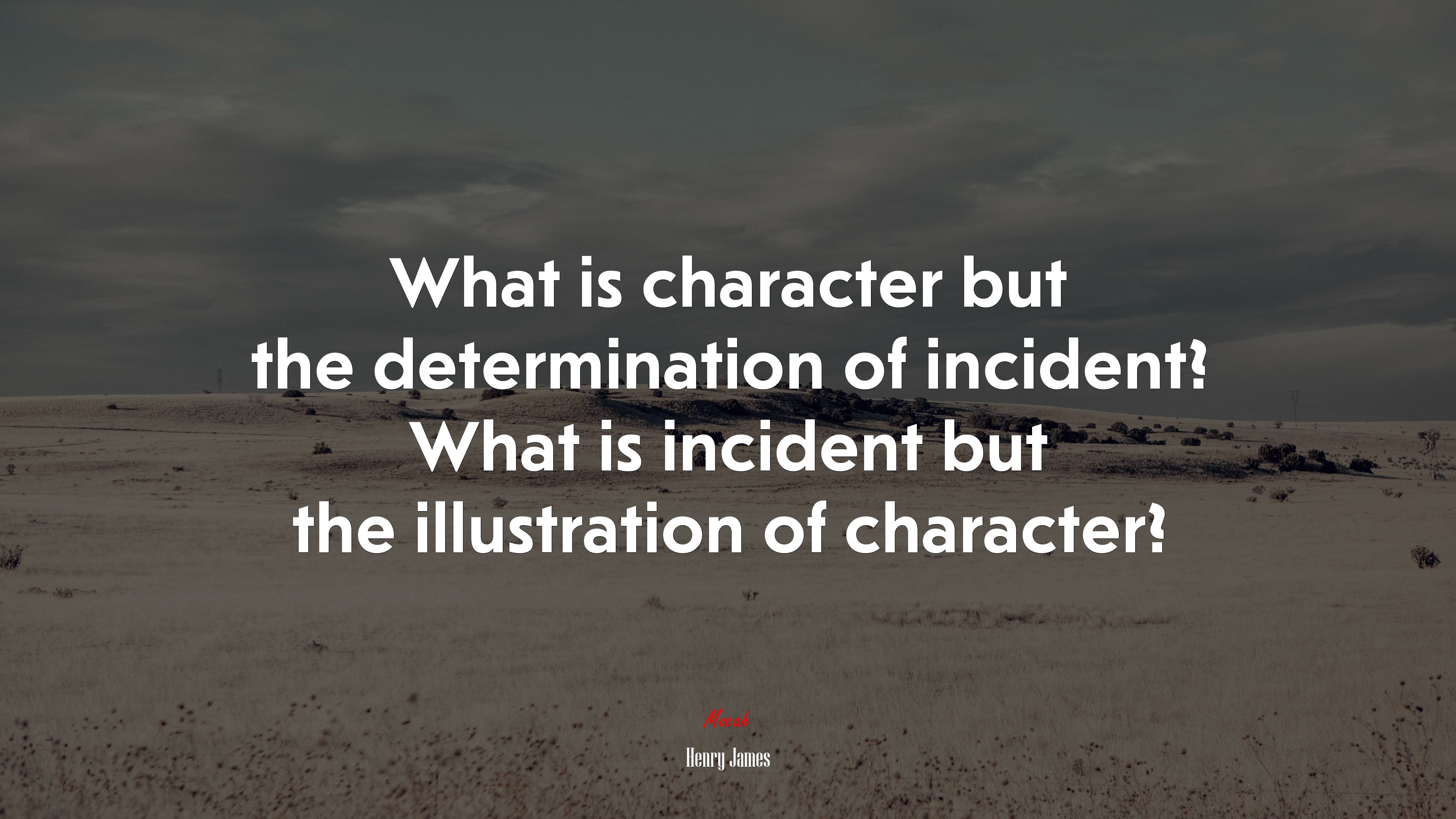 What is character but the determination of incident? What is incident but the illustration of character? | Henry James quote HD Wallpaper