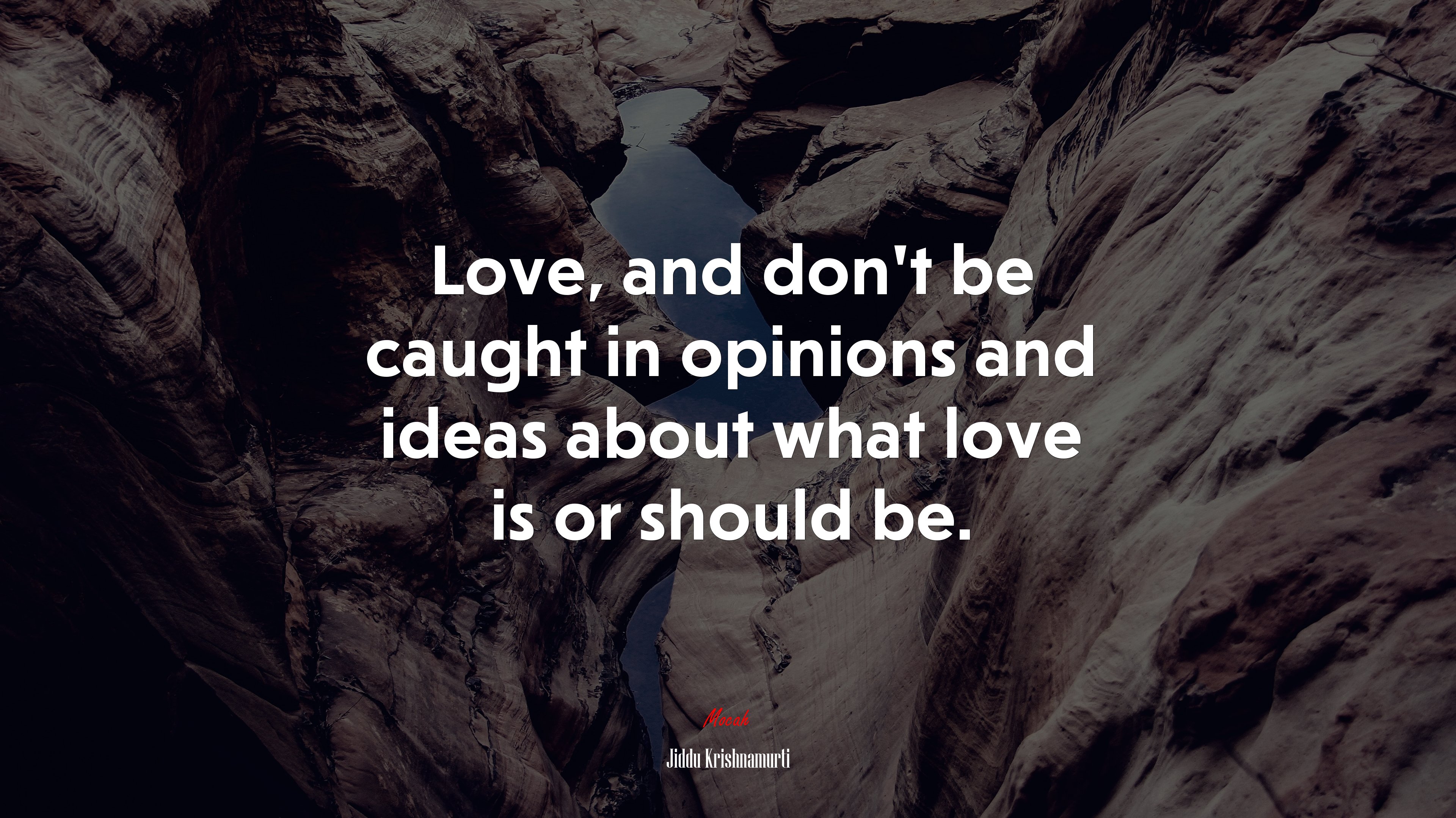 Love, and don’t be caught in opinions and ideas about what love is or should be. | Jiddu Krishnamurti quote HD Wallpaper