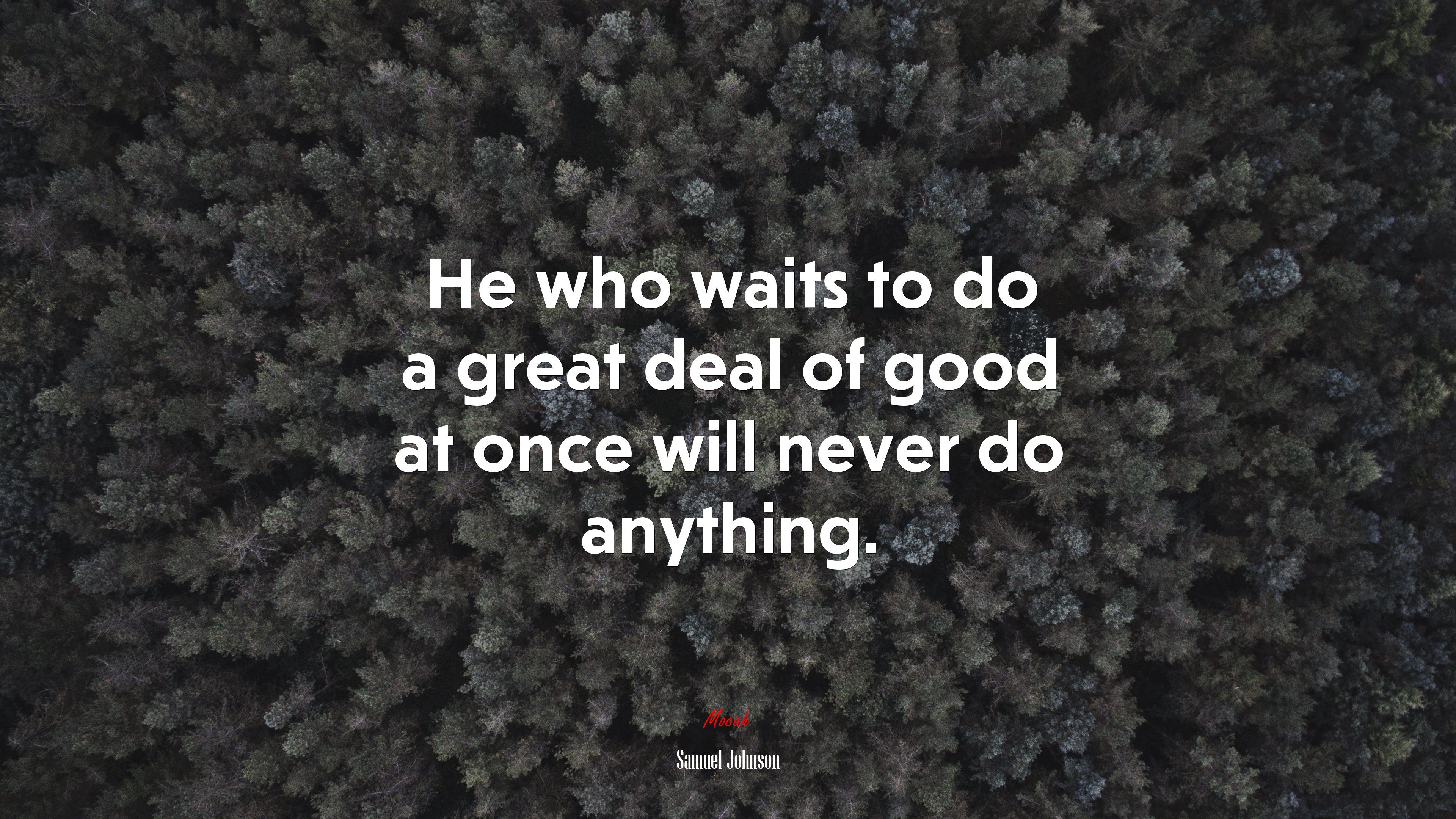 He who waits to do a great deal of good at once will never do anything. | Samuel Johnson quote HD Wallpaper