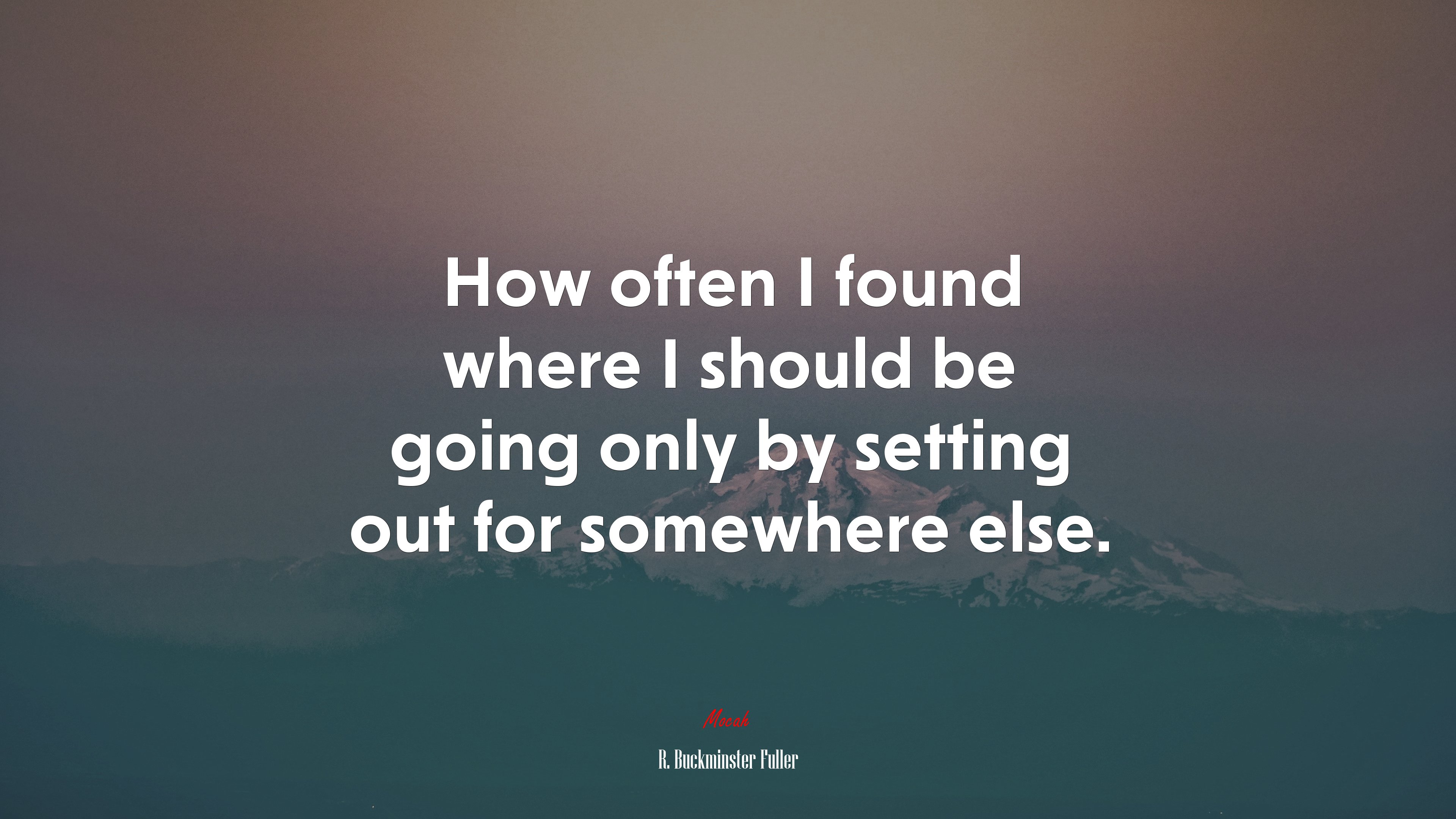 How often I found where I should be going only by setting out for somewhere else. | R. Buckminster Fuller quote HD Wallpaper