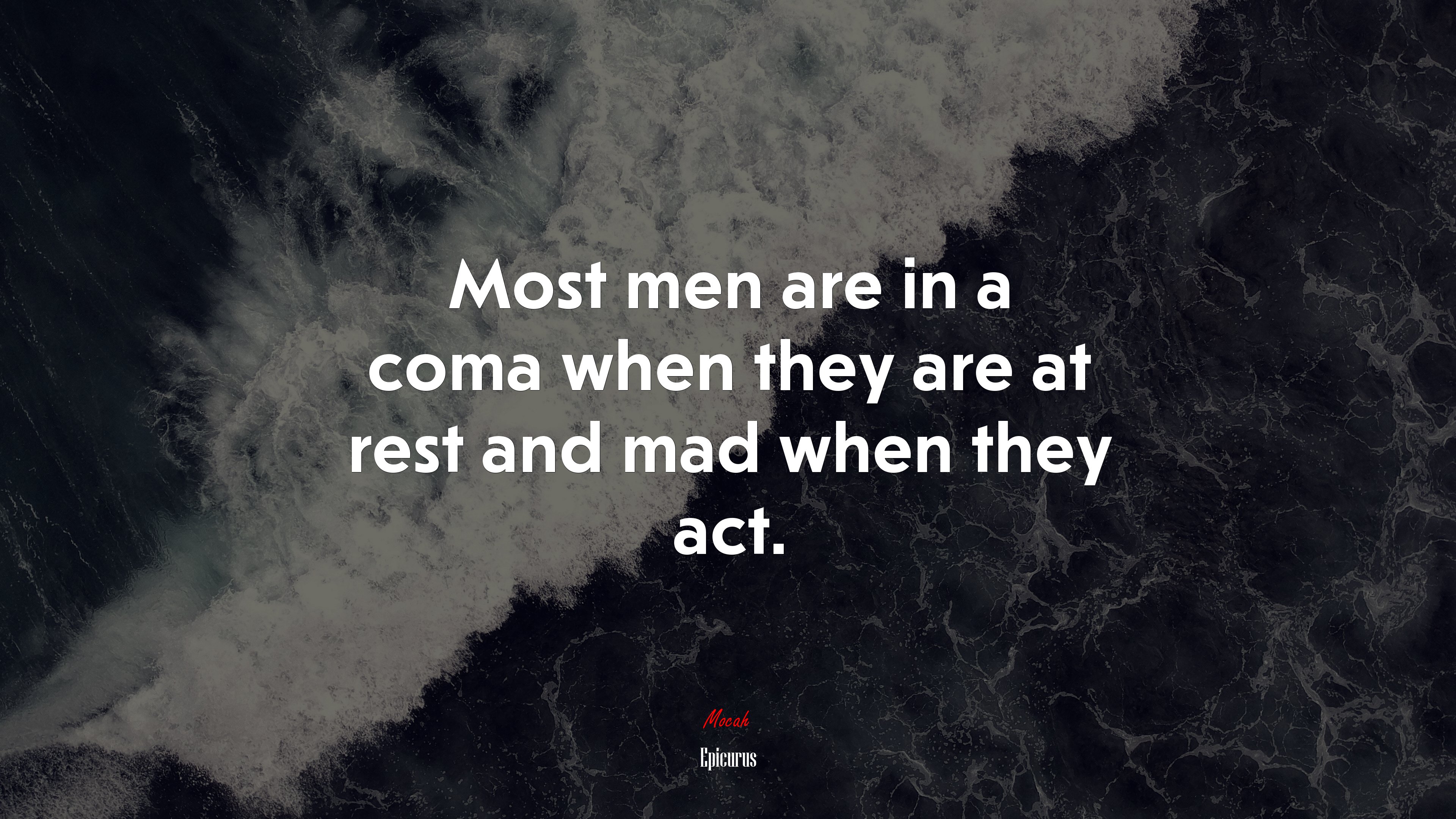 Most men are in a coma when they are at rest and mad when they act. | Epicurus quote HD Wallpaper
