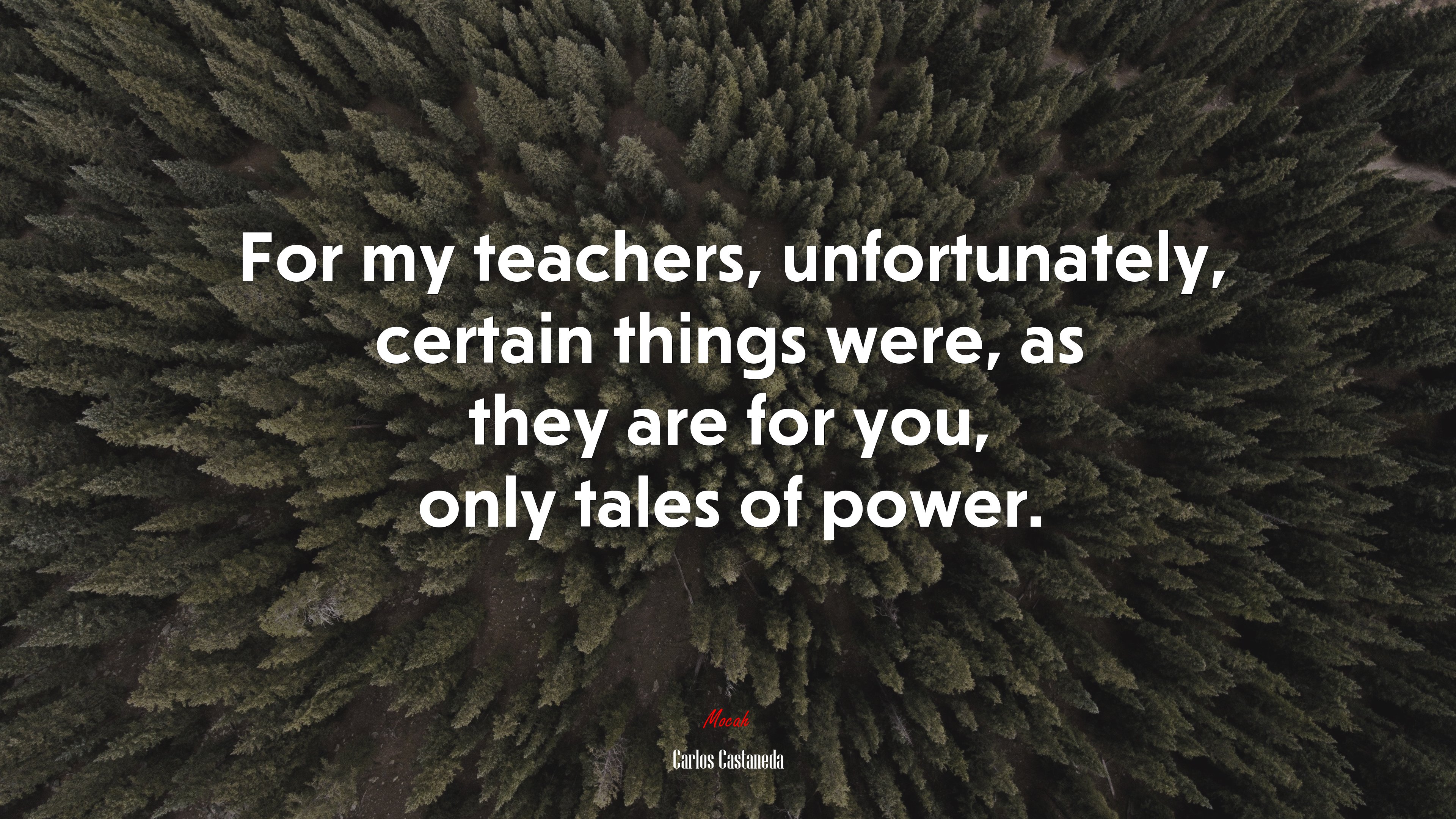For my teachers, unfortunately, certain things were, as they are for you, only tales of power. | Carlos Castaneda quote HD Wallpaper