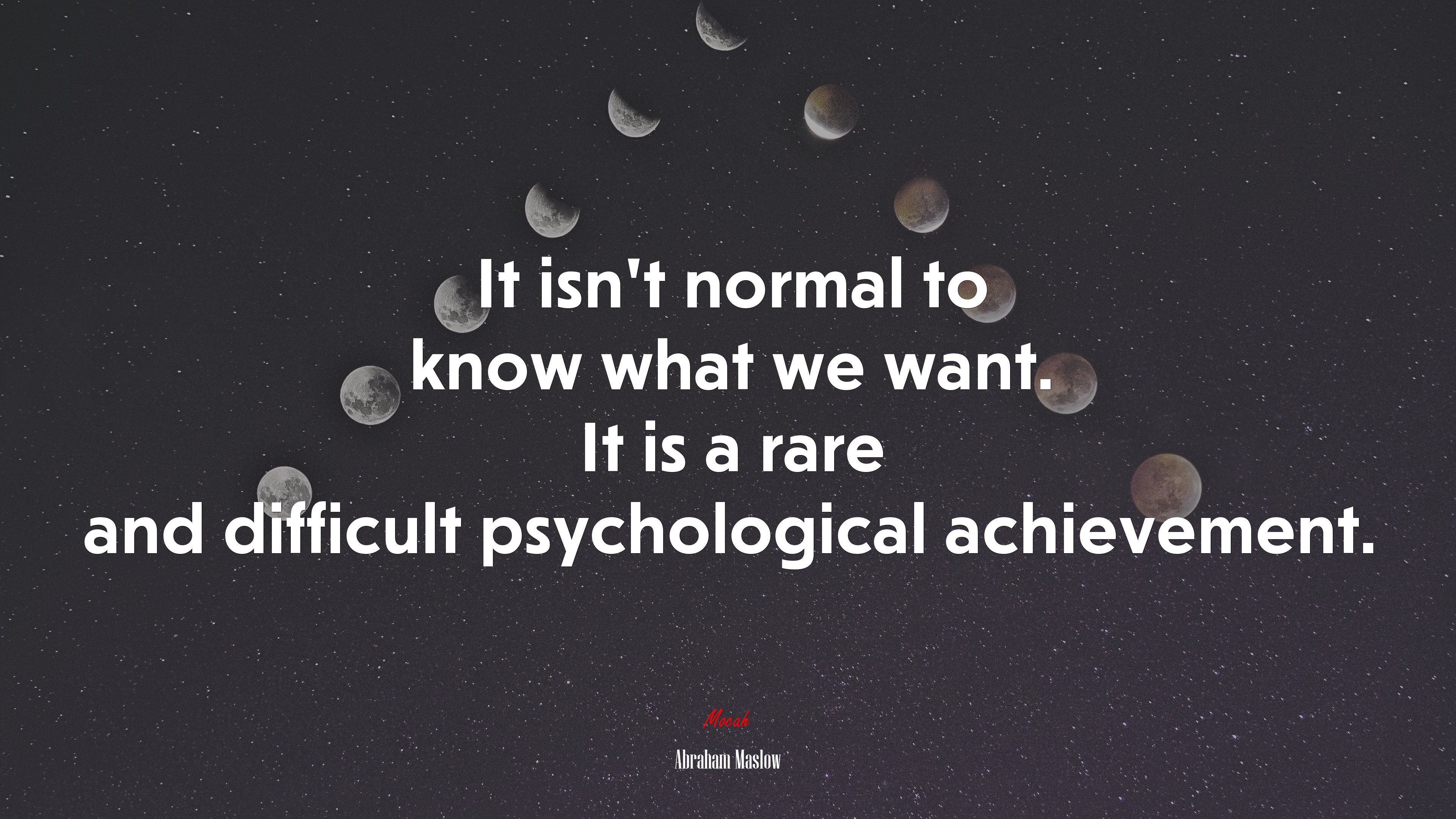 It isn’t normal to know what we want. It is a rare and difficult psychological achievement. | Abraham Maslow quote HD Wallpaper