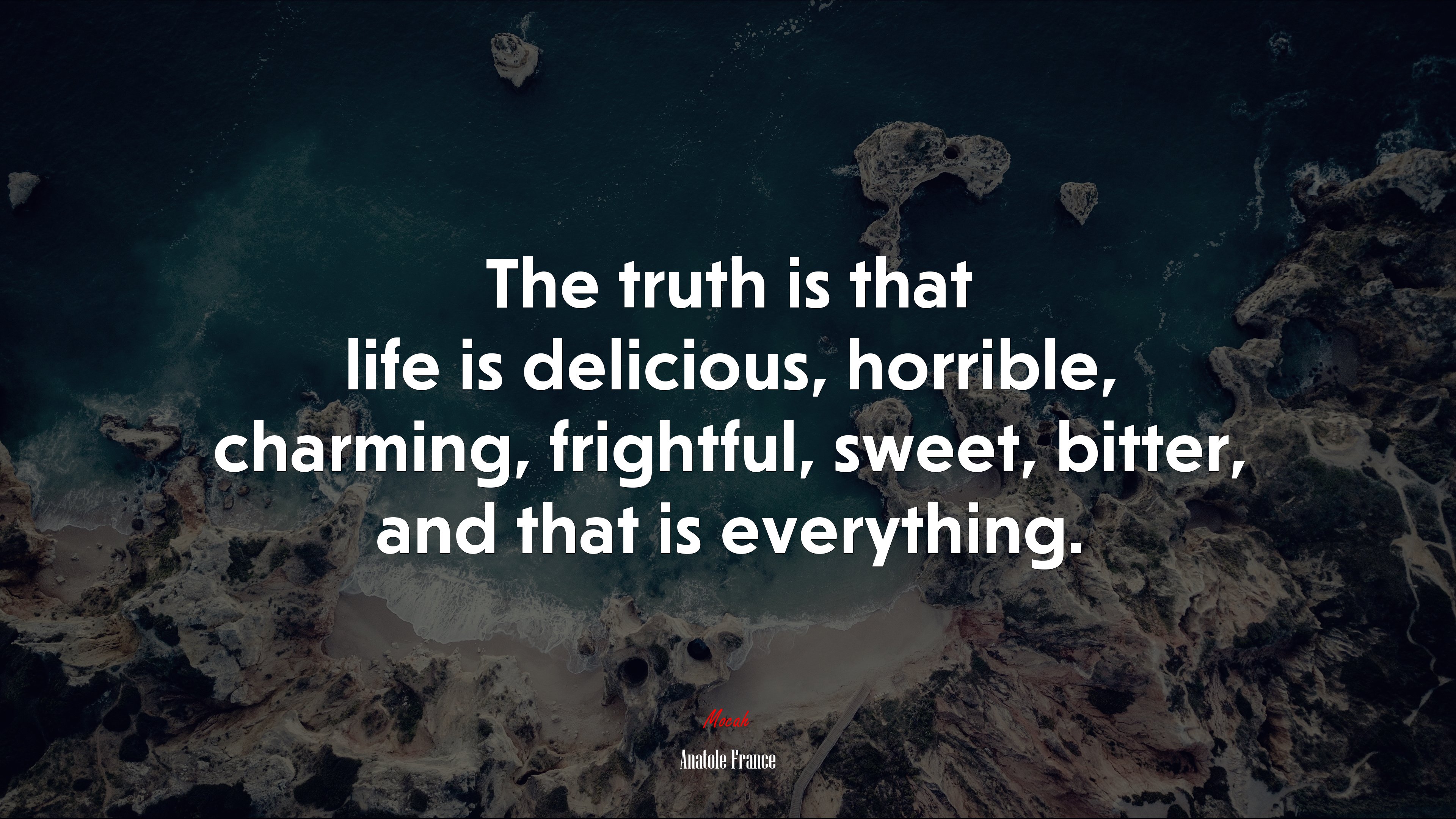 The truth is that life is delicious, horrible, charming, frightful, sweet, bitter, and that is everything. | Anatole France quote HD Wallpaper