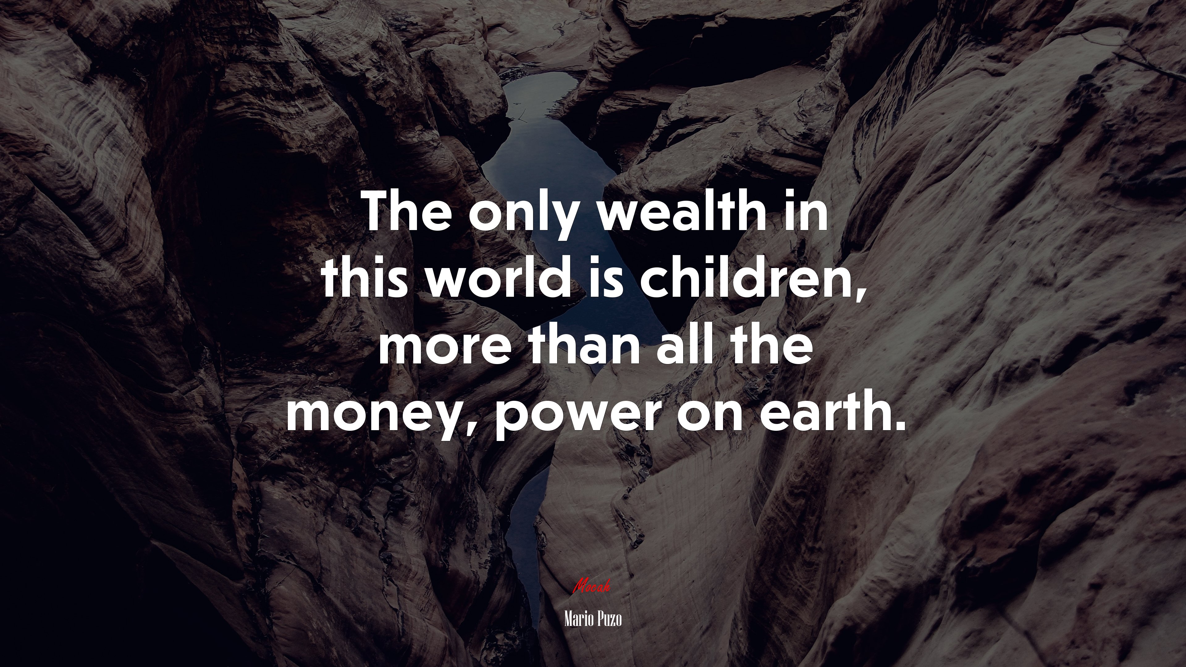 The only wealth in this world is children, more than all the money, power on earth. | Mario Puzo quote HD Wallpaper