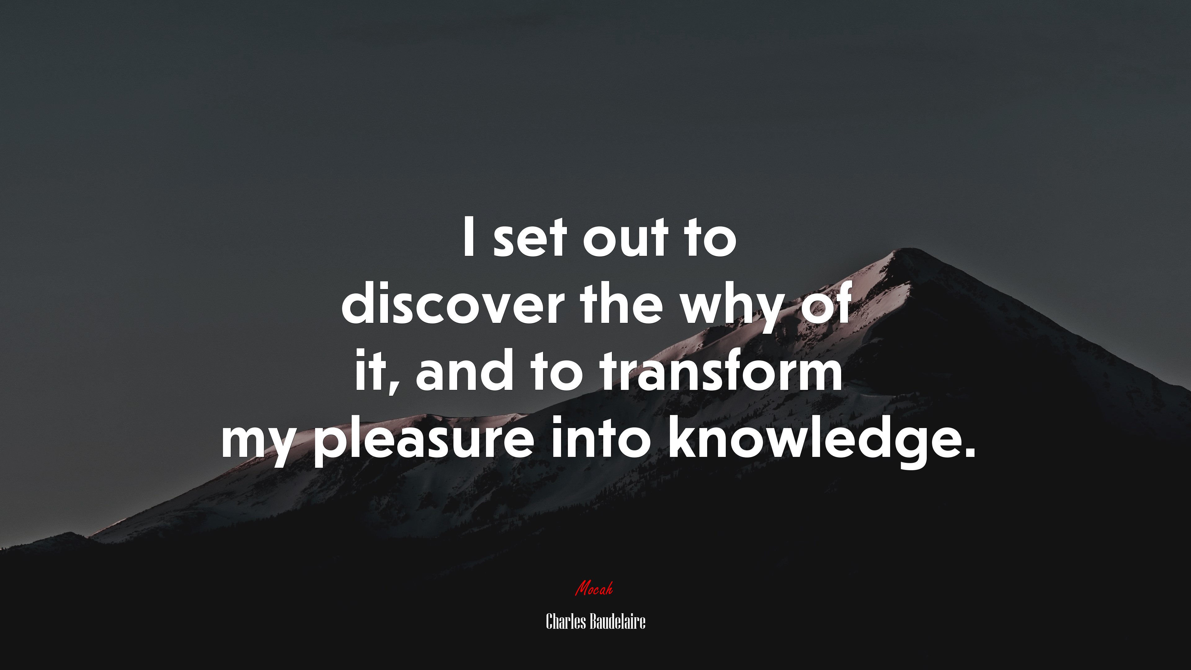 I set out to discover the why of it, and to transform my pleasure into knowledge. | Charles Baudelaire quote HD Wallpaper