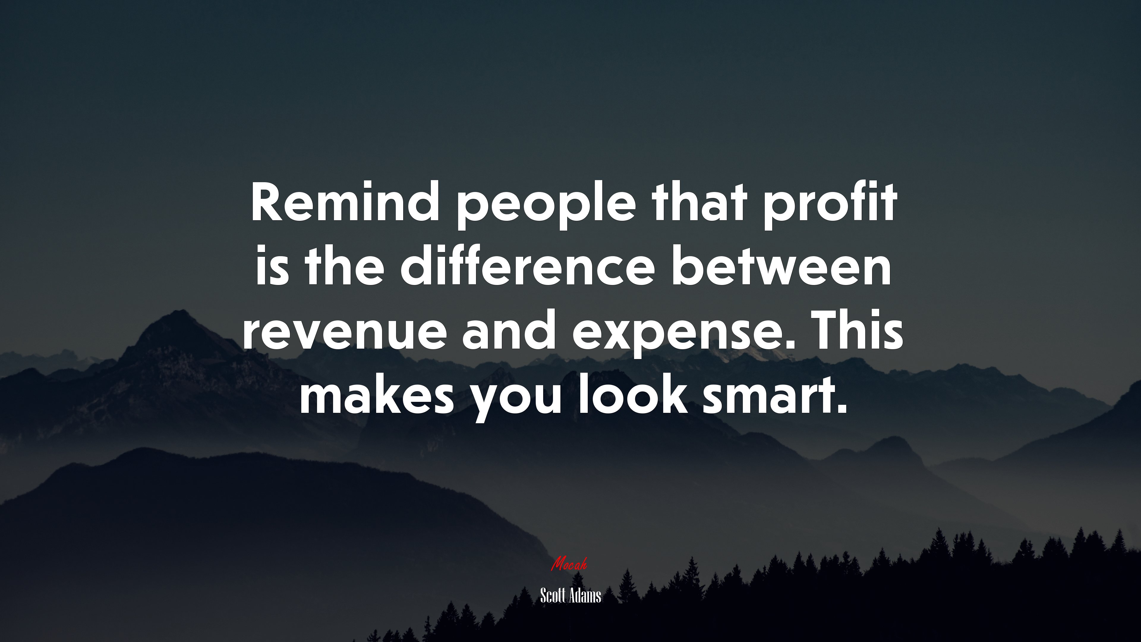 Remind people that profit is the difference between revenue and expense. This makes you look smart. | Scott Adams quote HD Wallpaper
