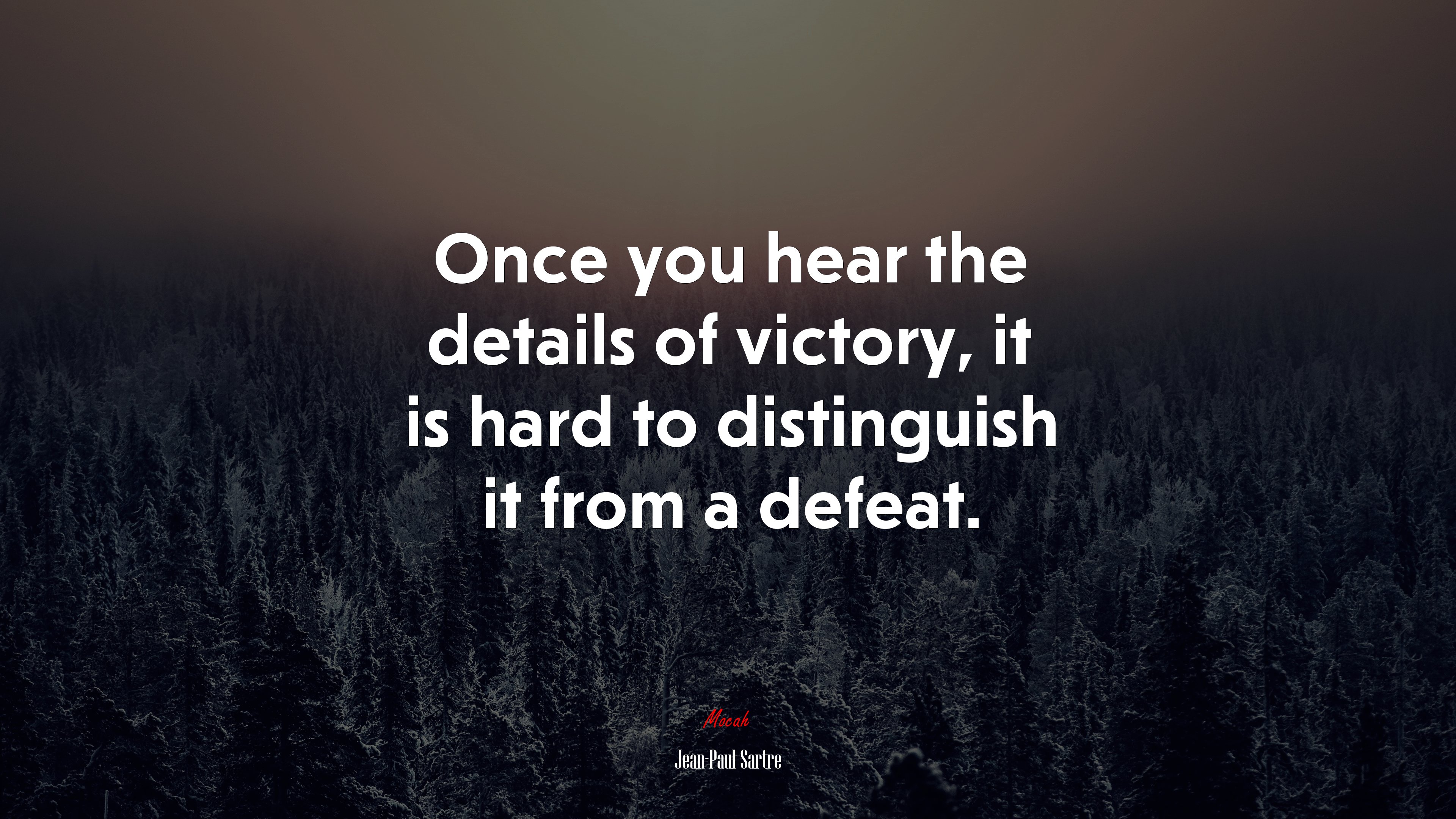 Once you hear the details of victory, it is hard to distinguish it from a defeat. | Jean-Paul Sartre quote HD Wallpaper