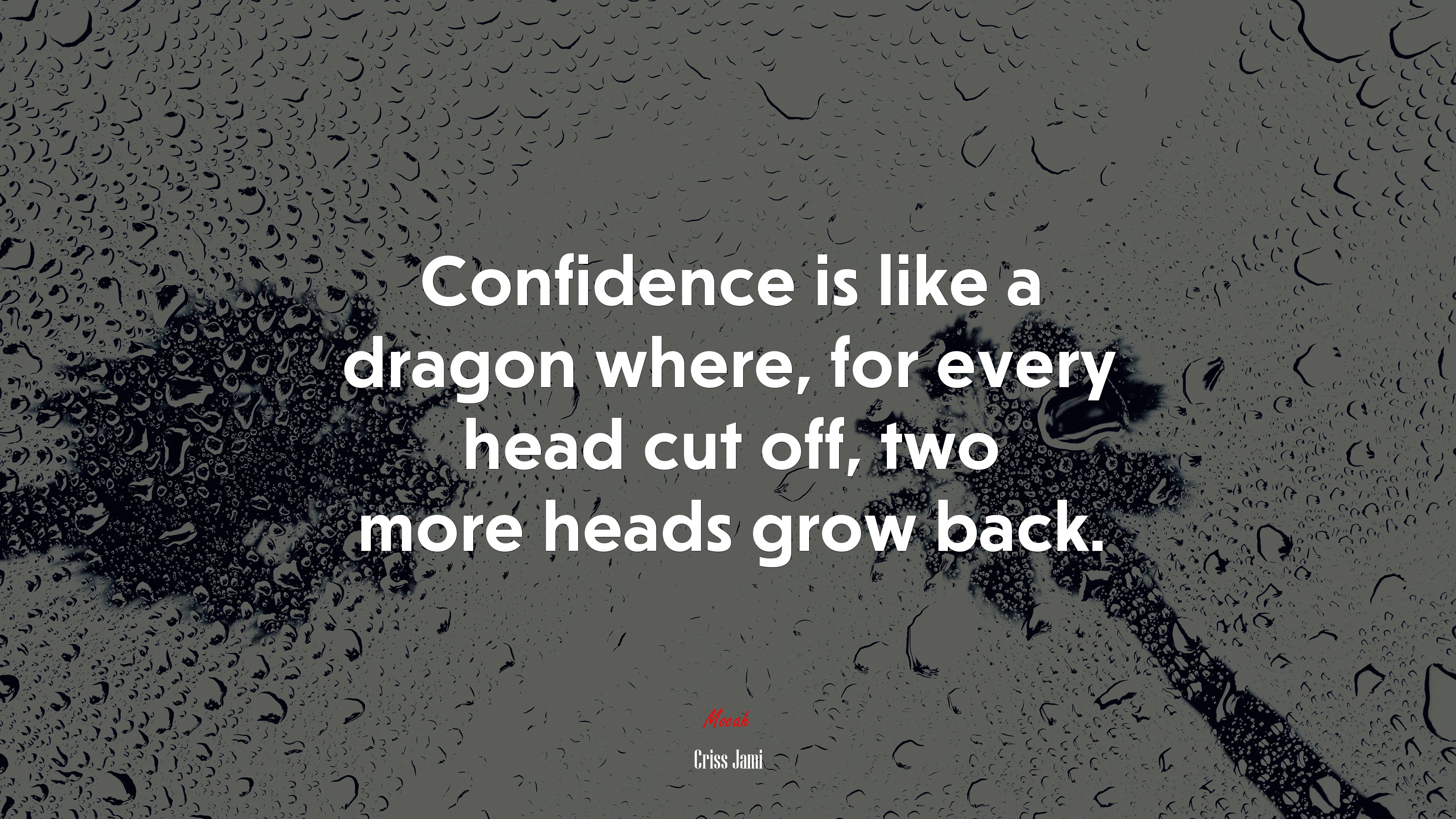 Confidence is like a dragon where, for every head cut off, two more heads grow back. | Criss Jami quote HD Wallpaper