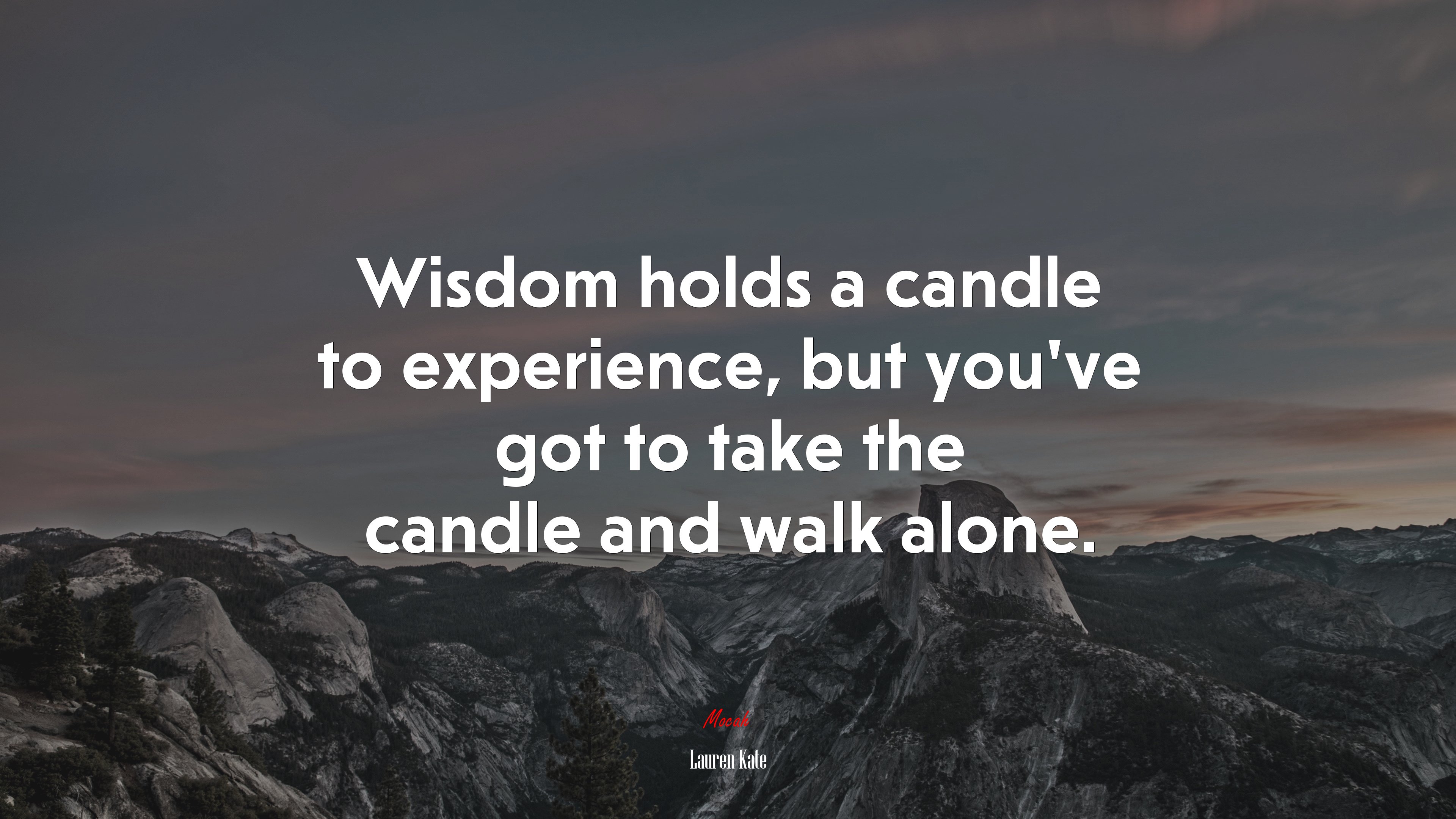Wisdom holds a candle to experience, but you’ve got to take the candle and walk alone. | Lauren Kate quote HD Wallpaper