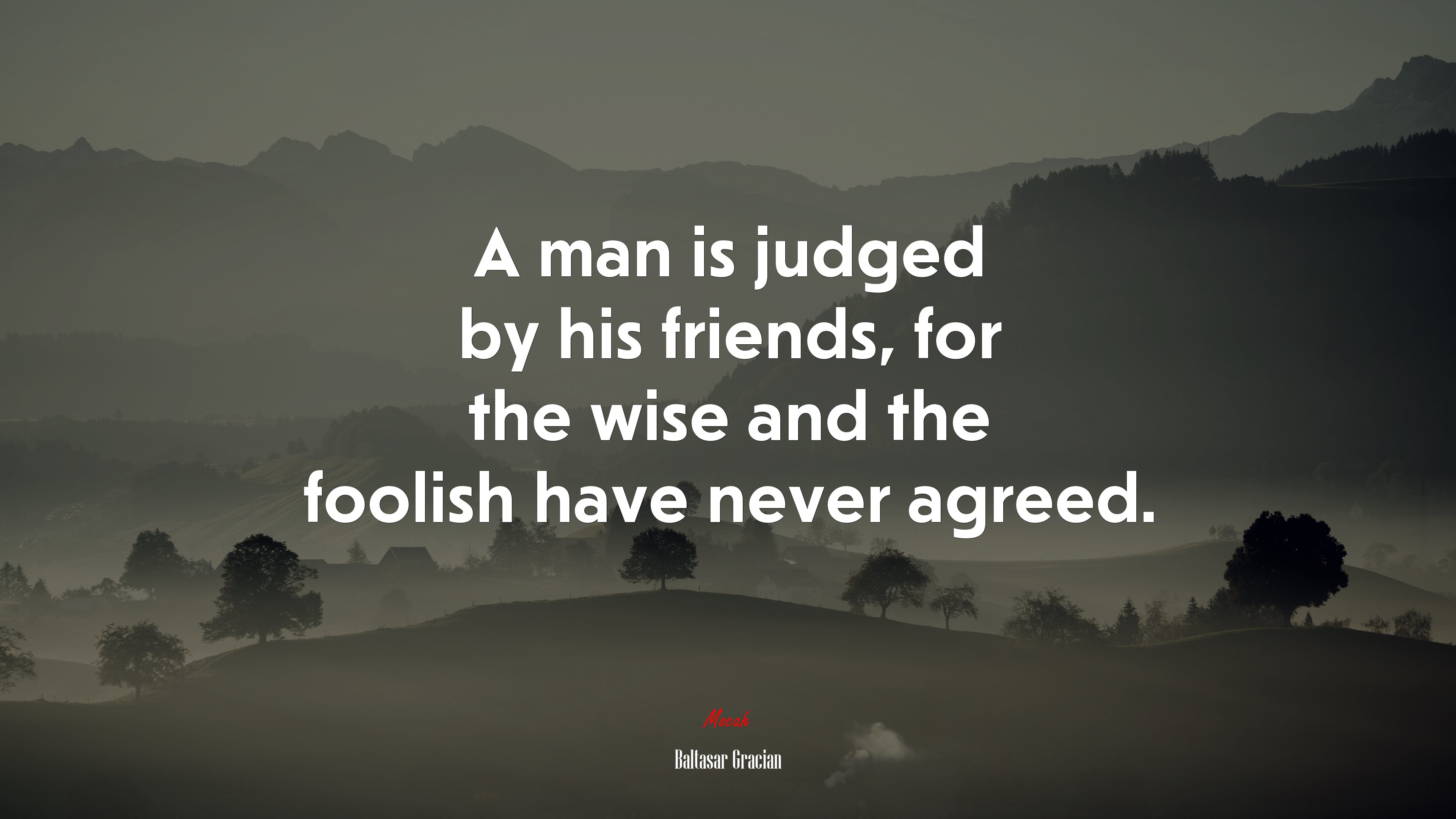 A man is judged by his friends, for the wise and the foolish have never agreed. | Baltasar Gracián quote HD Wallpaper