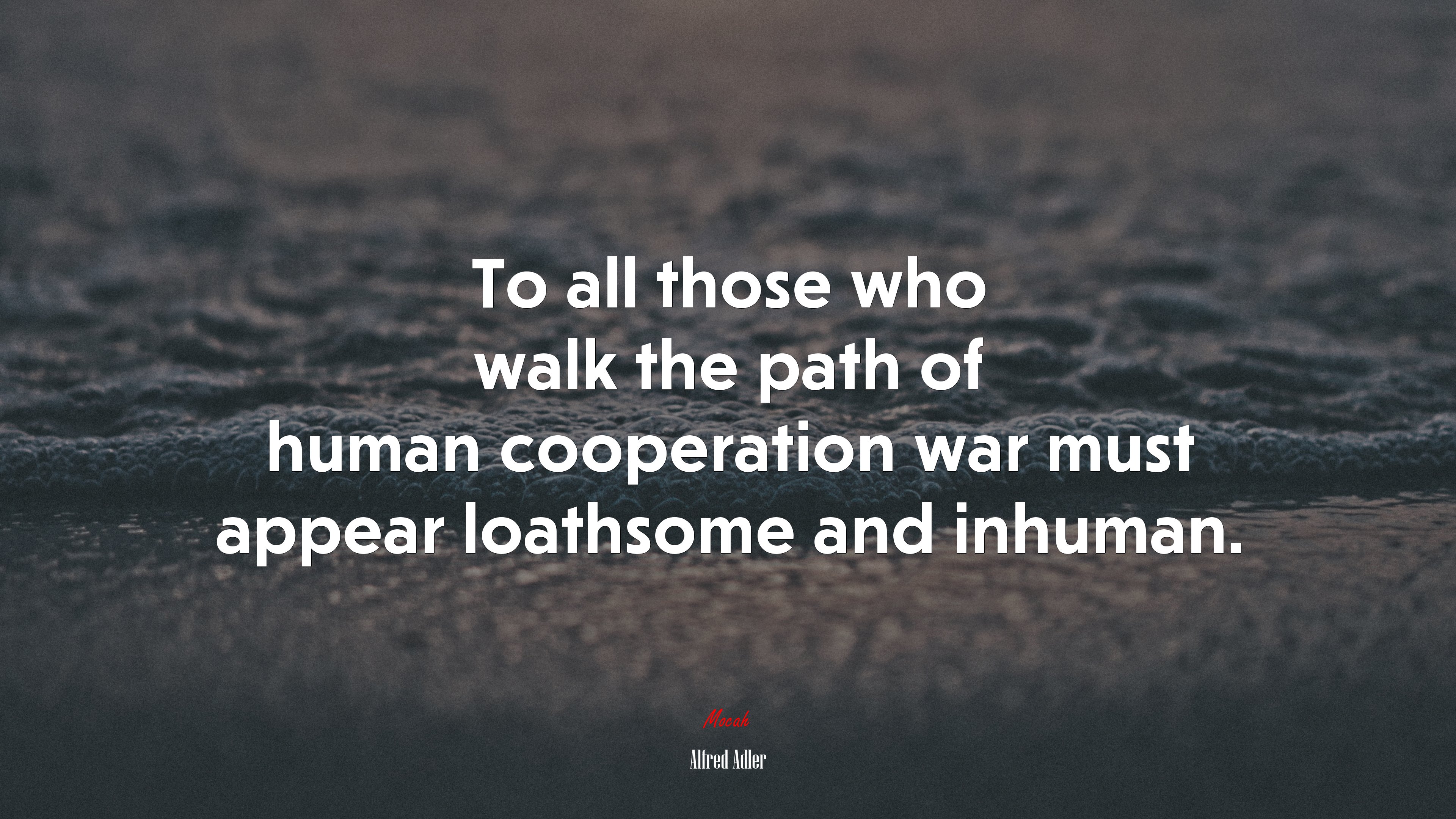 To all those who walk the path of human cooperation war must appear loathsome and inhuman. | Alfred Adler quote HD Wallpaper