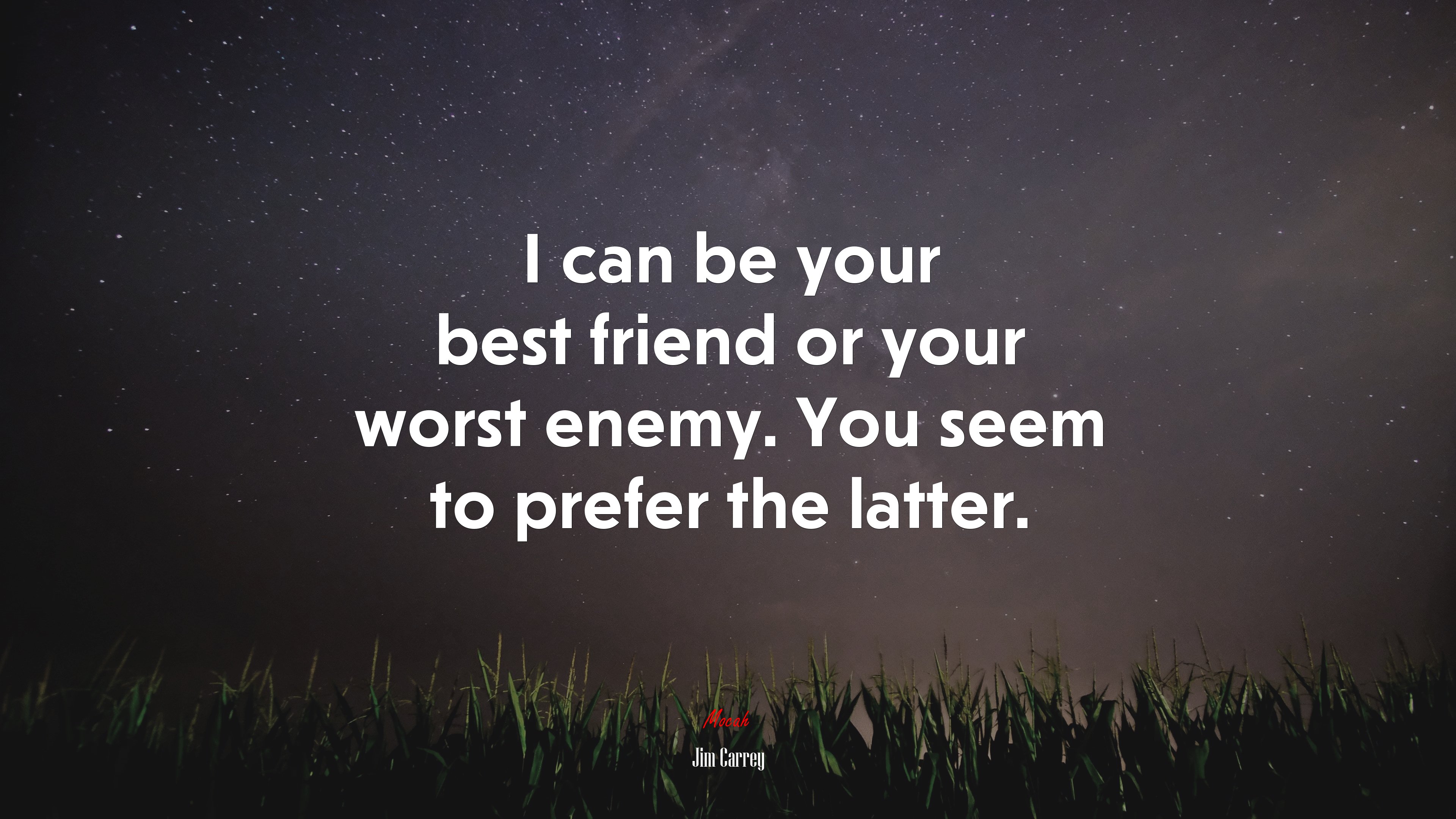 I can be your best friend or your worst enemy. You seem to prefer the latter. | Jim Carrey quote HD Wallpaper