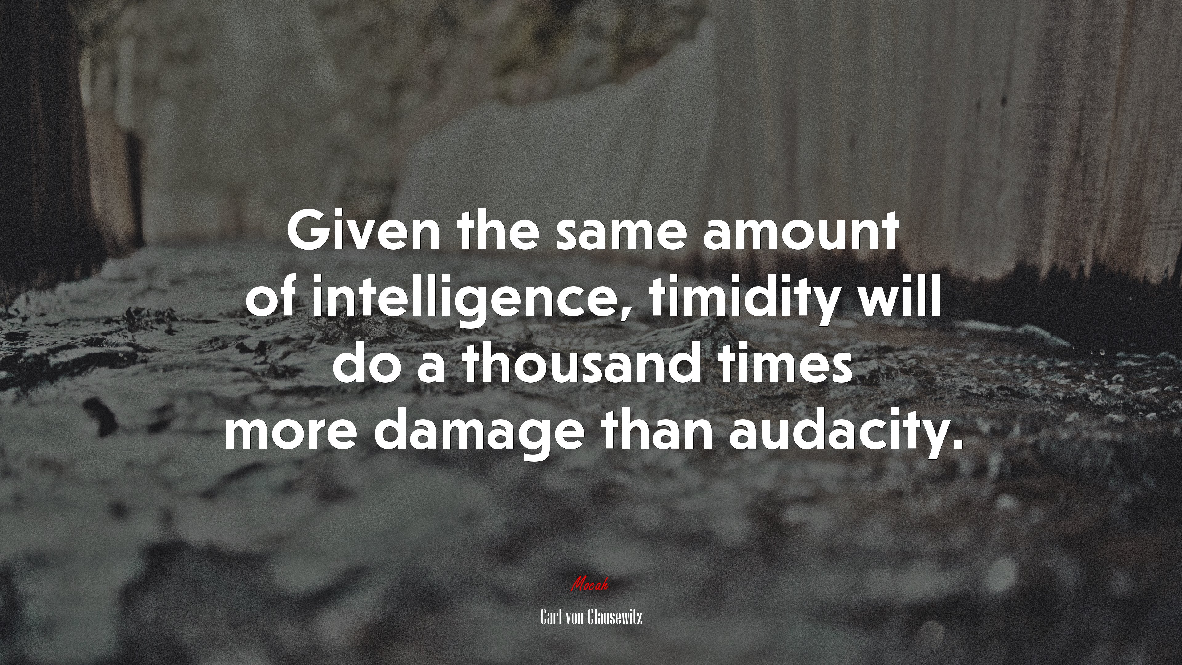 Given the same amount of intelligence, timidity will do a thousand times more damage than audacity. | Carl von Clausewitz quote HD Wallpaper