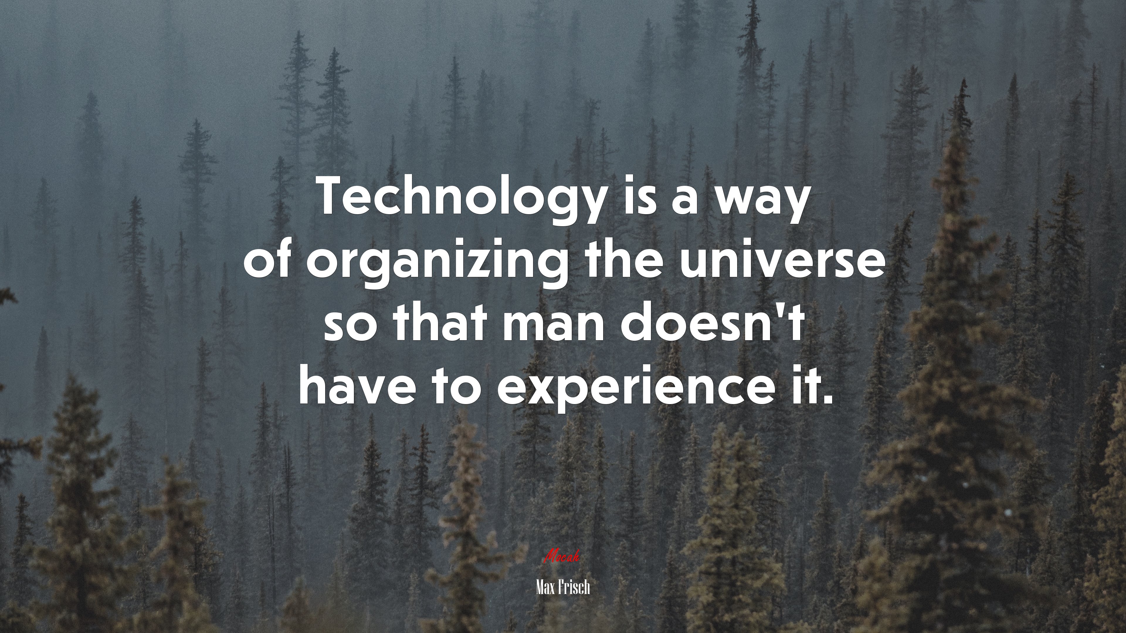 Technology is a way of organizing the universe so that man doesn’t have to experience it. | Max Frisch quote HD Wallpaper