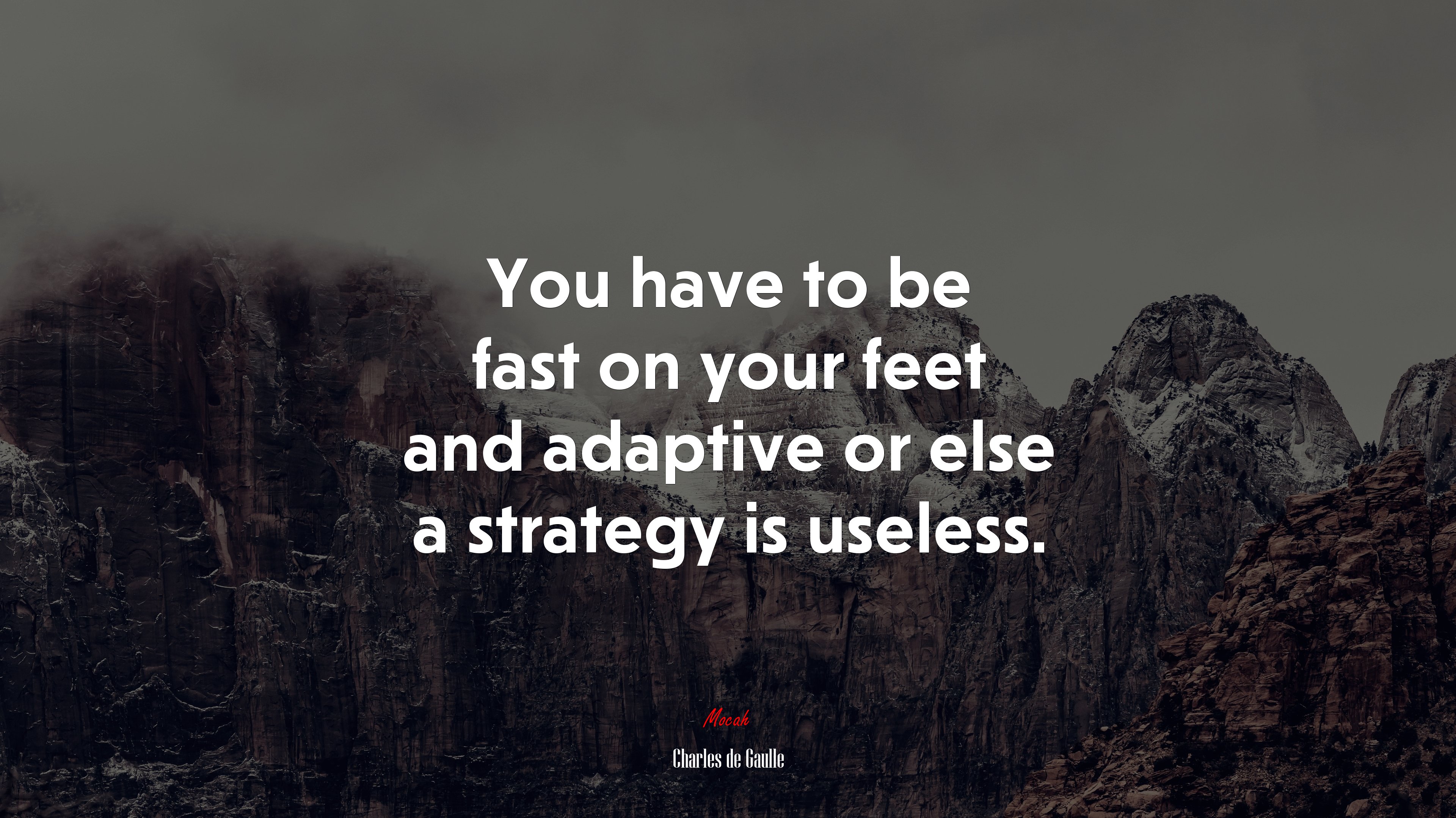 You have to be fast on your feet and adaptive or else a strategy is useless. | Charles de Gaulle quote HD Wallpaper
