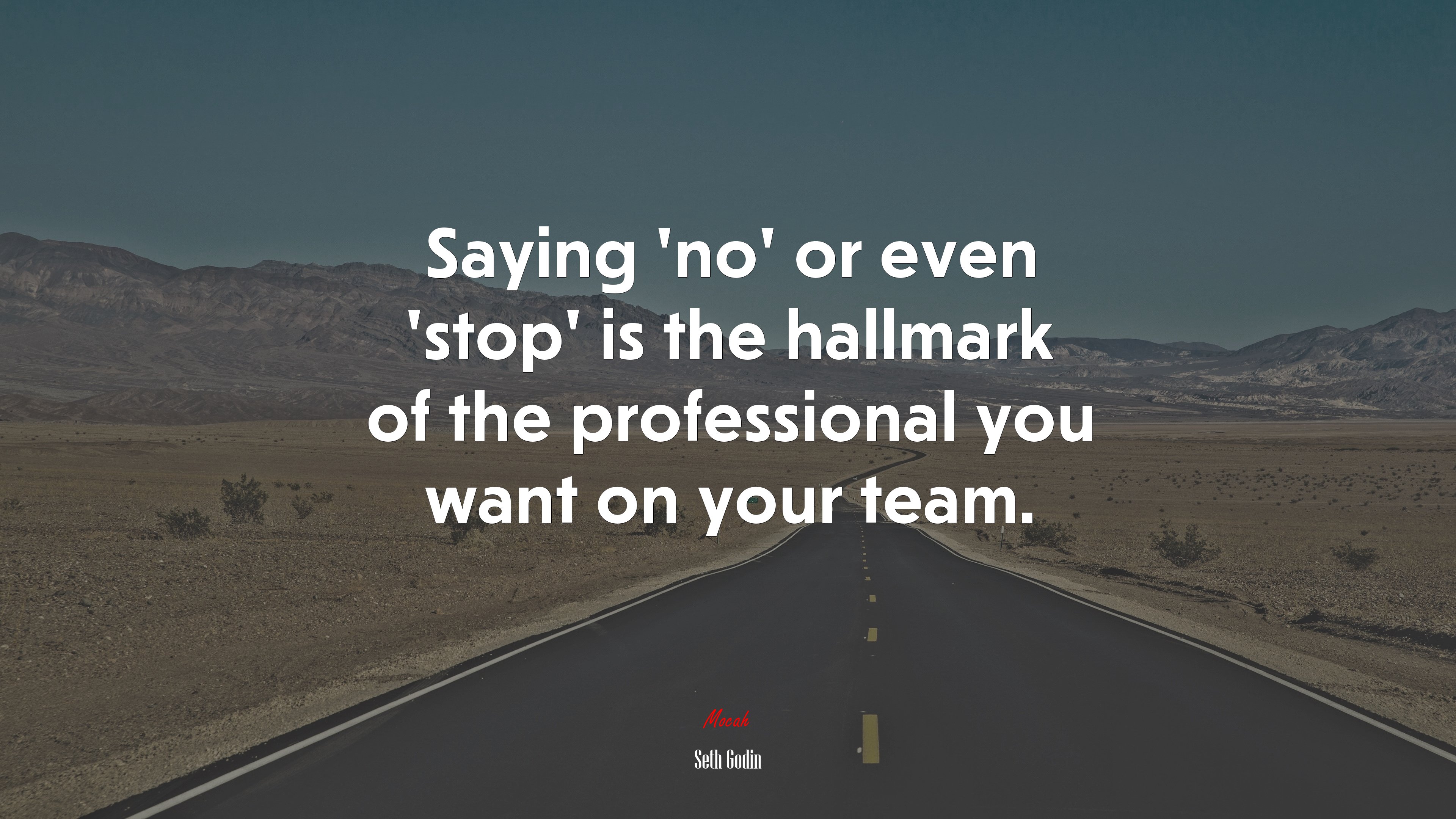 Saying ‘no’ or even ‘stop’ is the hallmark of the professional you want on your team. | Seth Godin quote HD Wallpaper