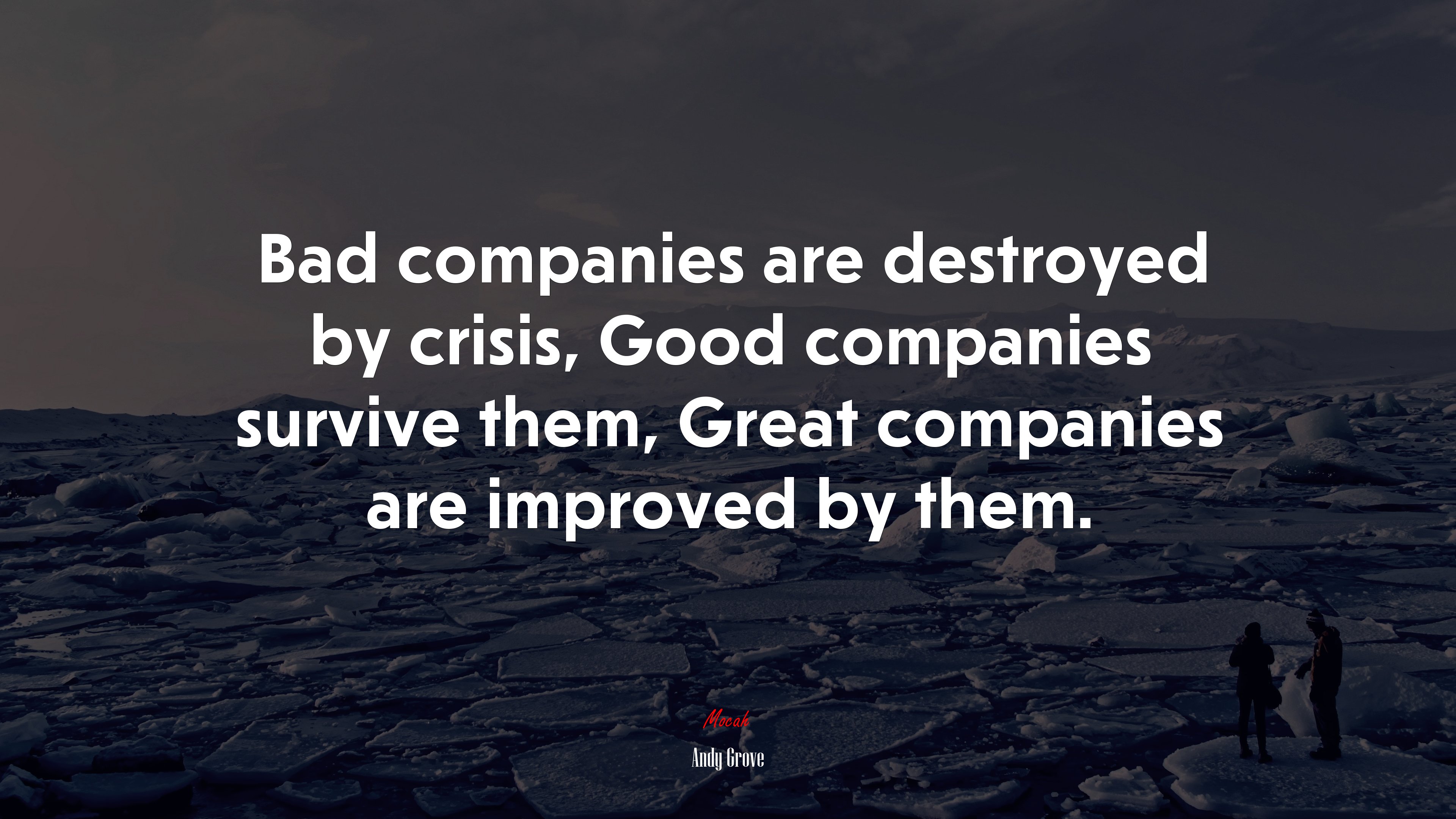 Bad companies are destroyed by crisis, Good companies survive them, Great companies are improved by them. | Andy Grove quote HD Wallpaper