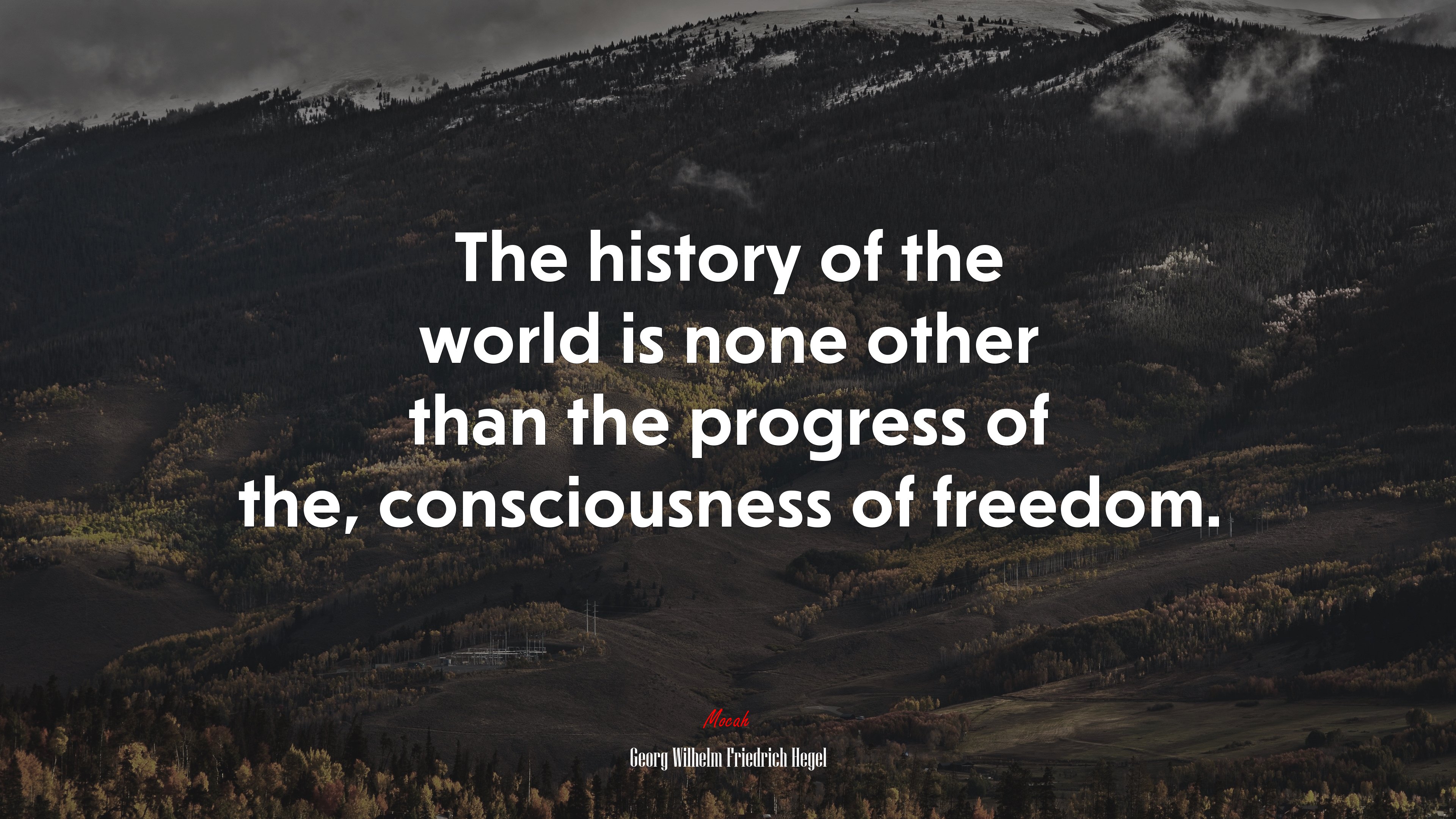 The history of the world is none other than the progress of the, consciousness of freedom. | Georg Wilhelm Friedrich Hegel quote HD Wallpaper
