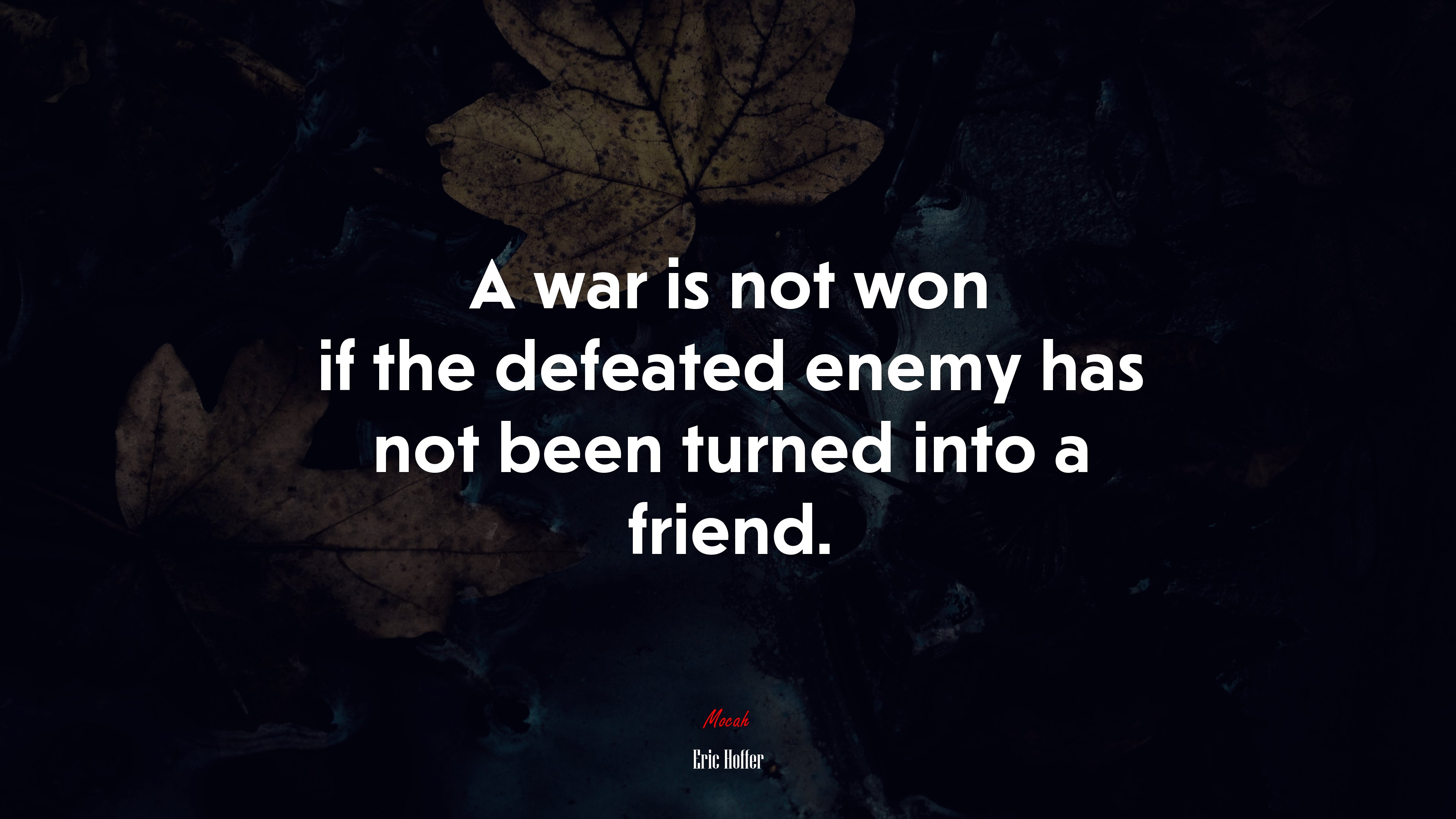 A war is not won if the defeated enemy has not been turned into a friend. | Eric Hoffer quote HD Wallpaper