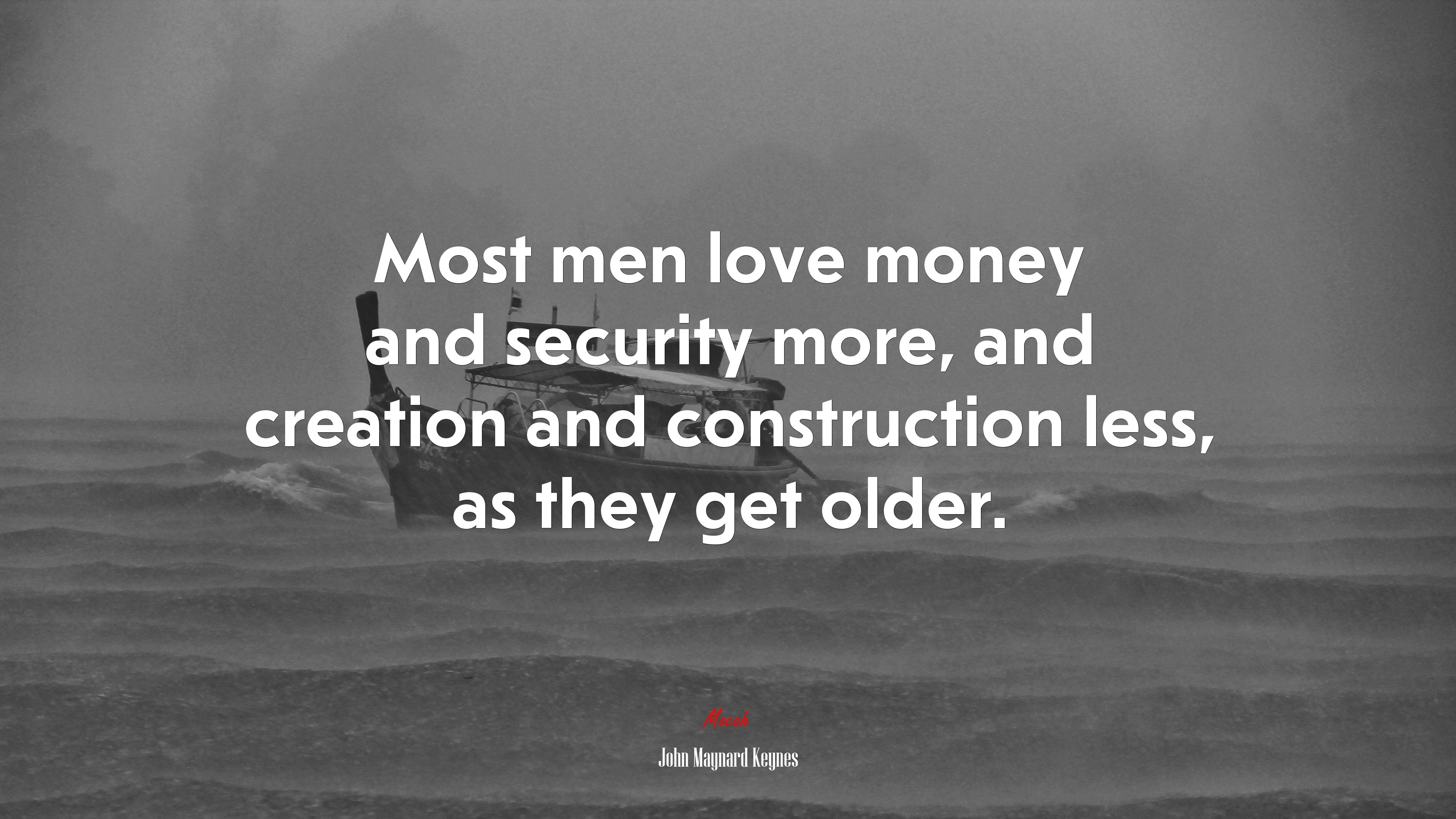 Most men love money and security more, and creation and construction less, as they get older. | John Maynard Keynes quote HD Wallpaper