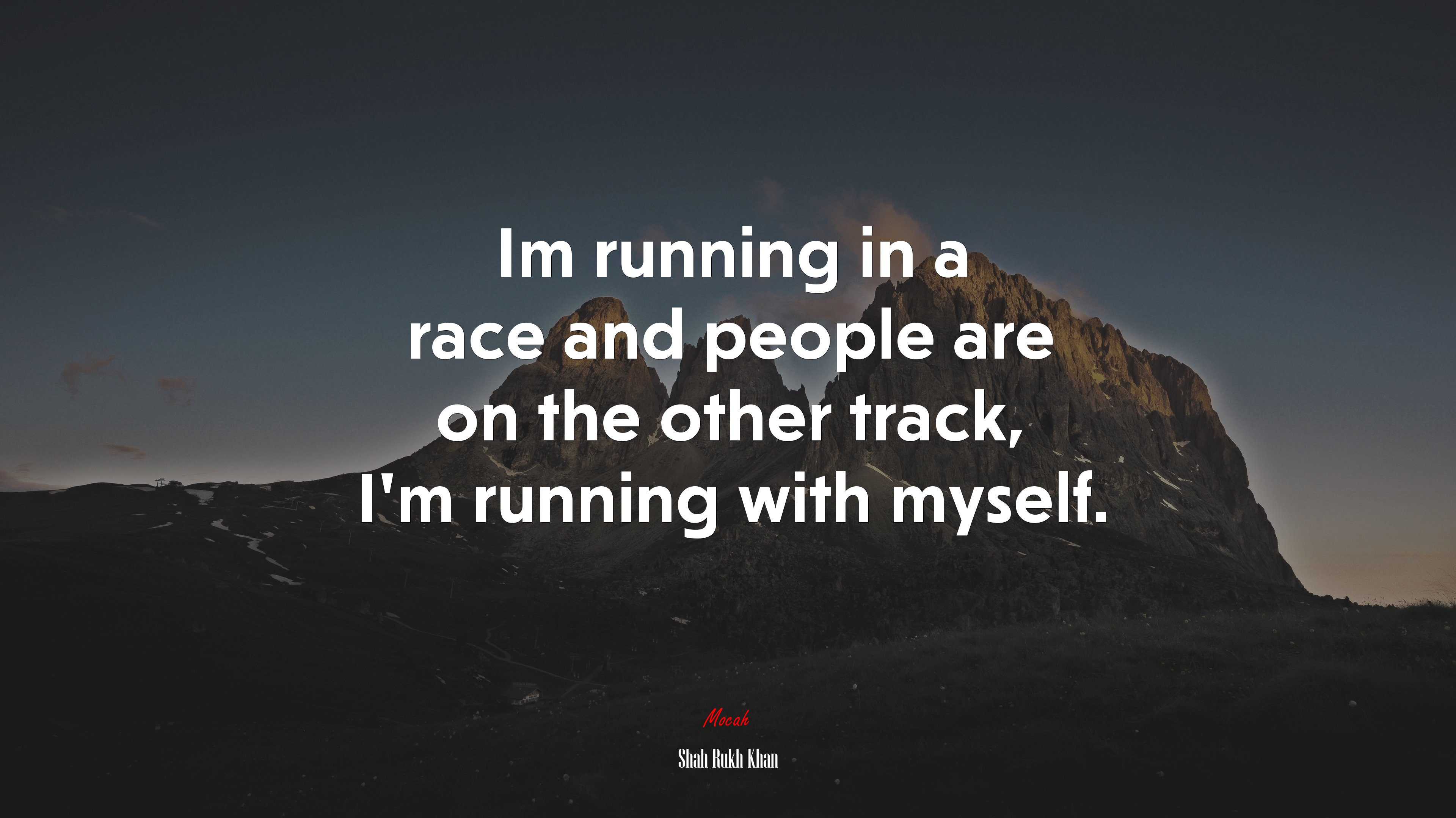 Im running in a race and people are on the other track, I’m running with myself. | Shah Rukh Khan quote HD Wallpaper