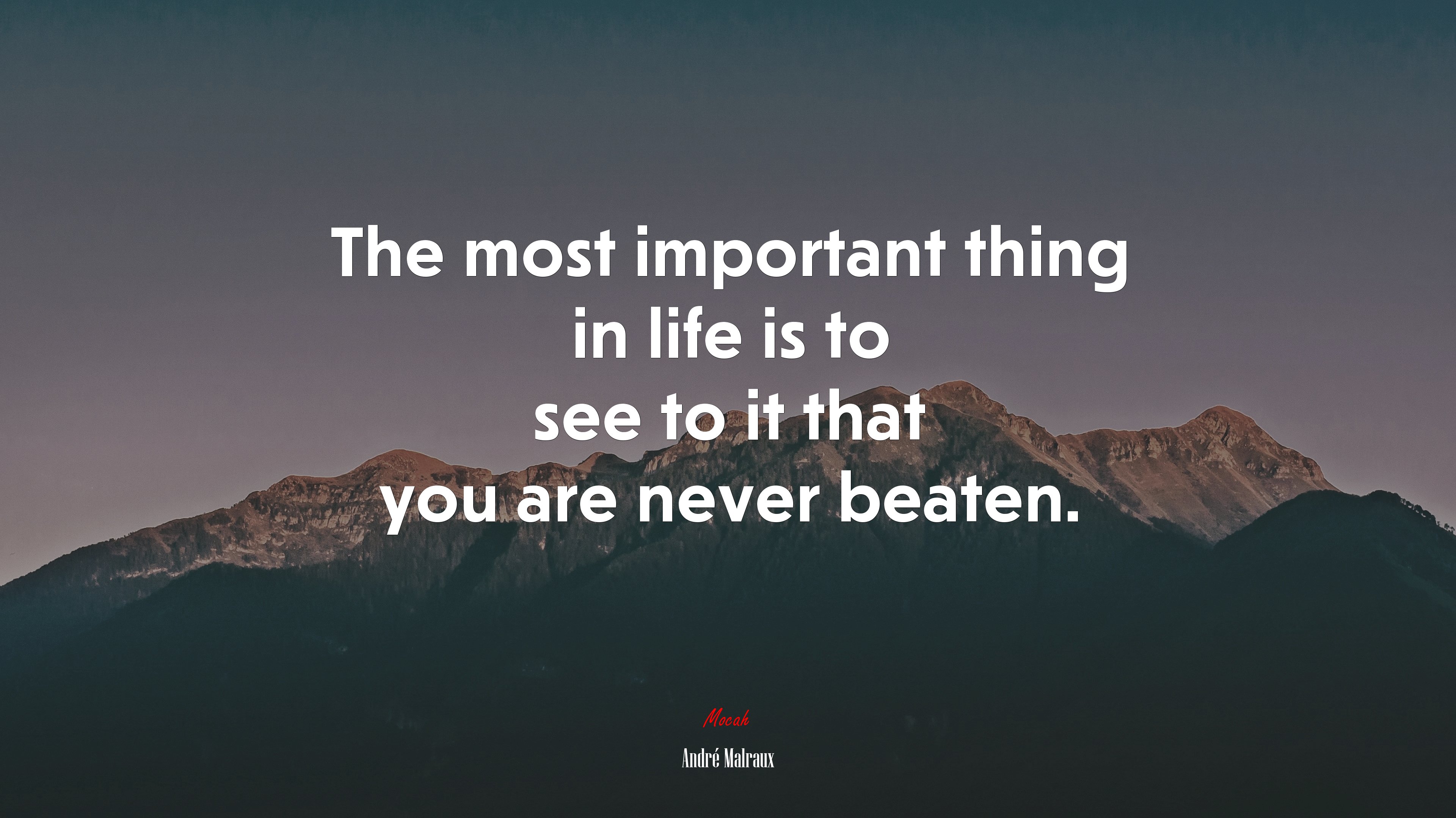 The most important thing in life is to see to it that you are never beaten. | André Malraux quote HD Wallpaper