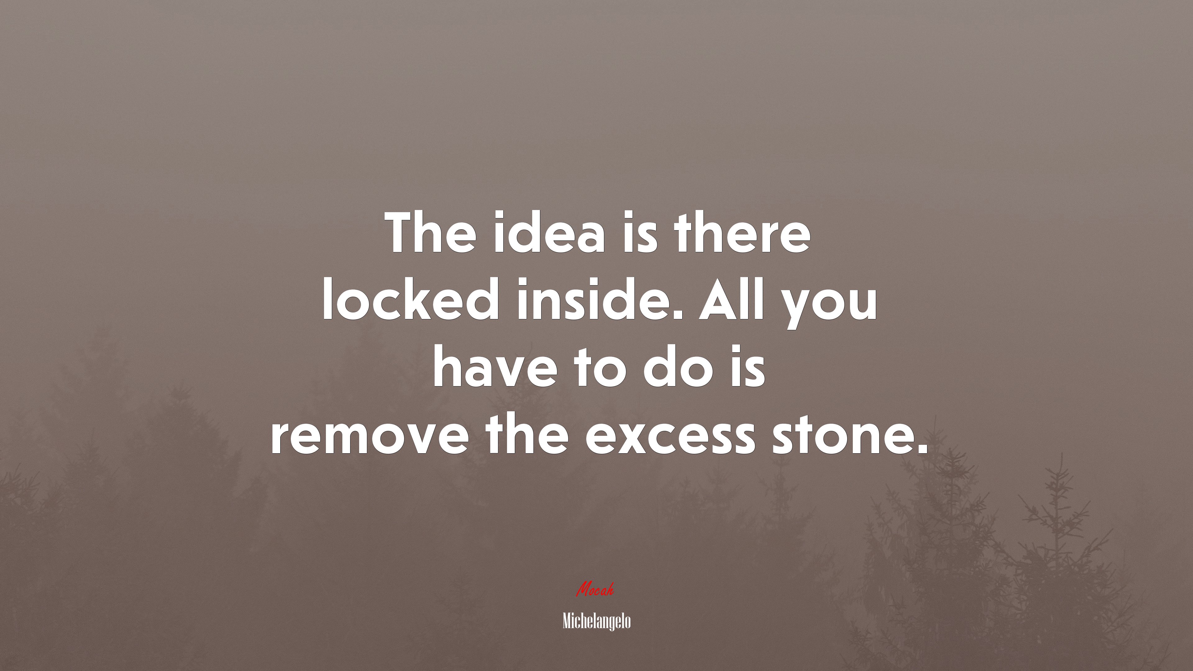 The idea is there locked inside. All you have to do is remove the excess stone. | Michelangelo quote HD Wallpaper