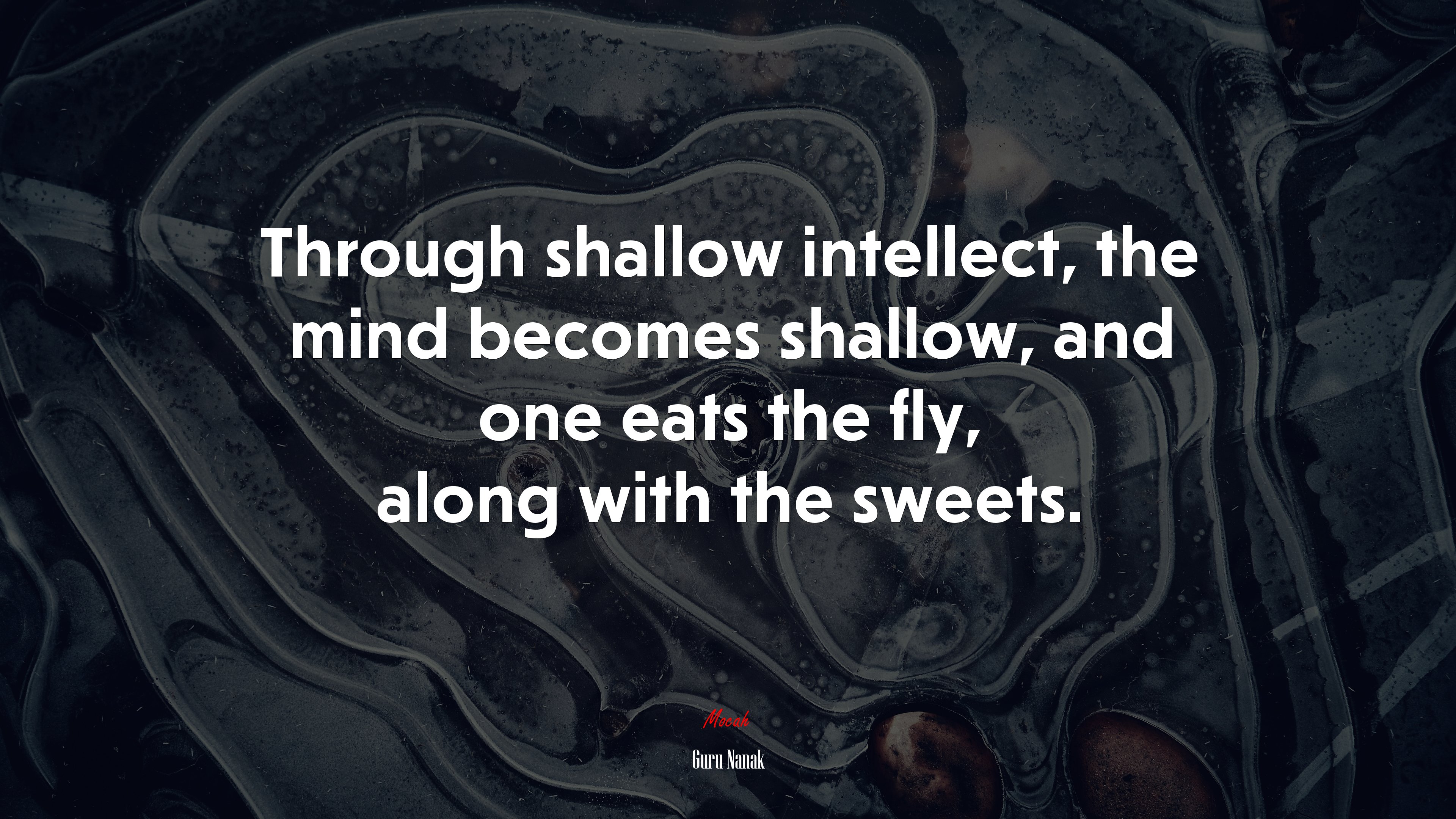 Through shallow intellect, the mind becomes shallow, and one eats the fly, along with the sweets. | Guru Nanak quote HD Wallpaper