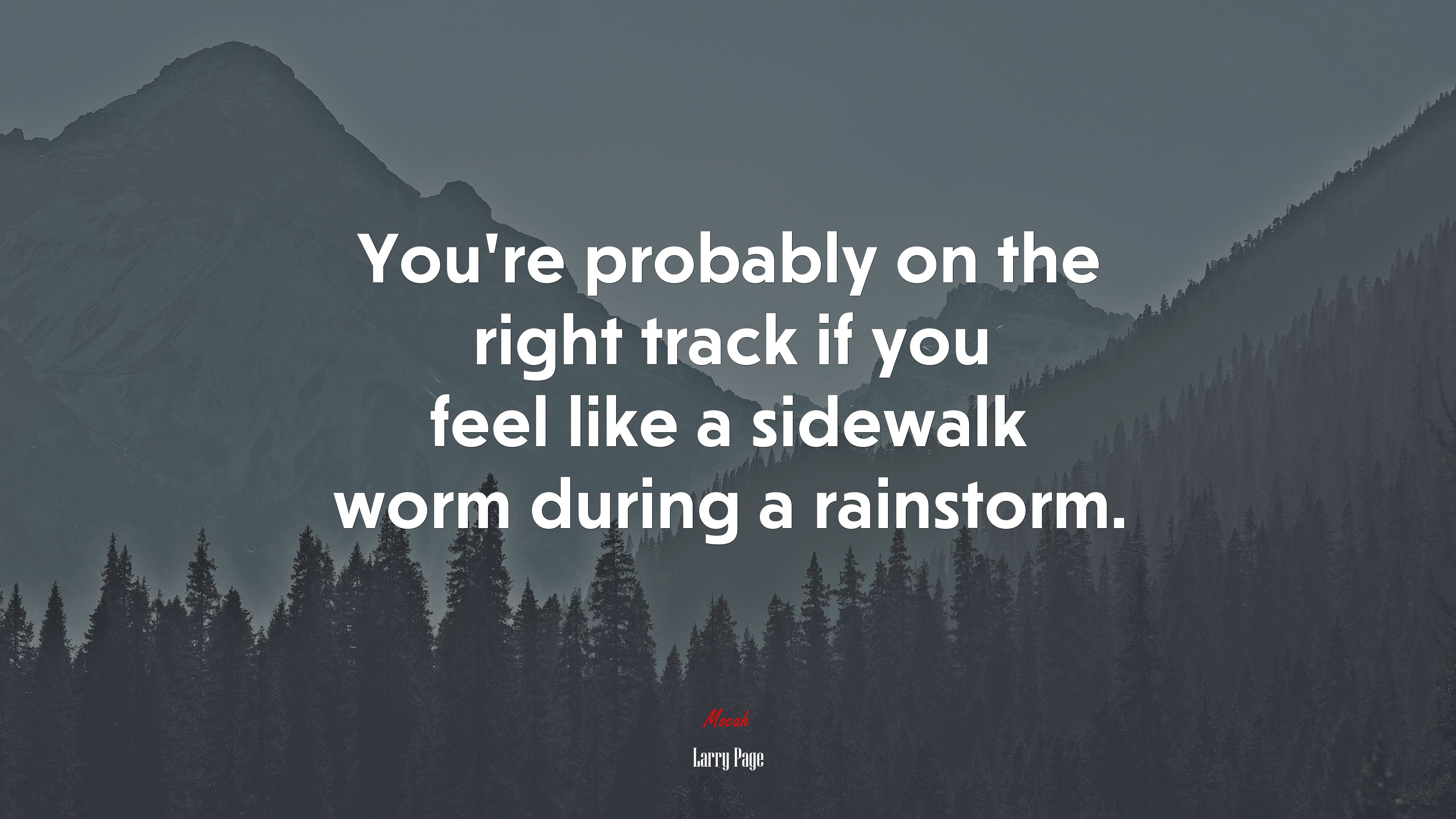 You’re probably on the right track if you feel like a sidewalk worm during a rainstorm. | Larry Page quote HD Wallpaper