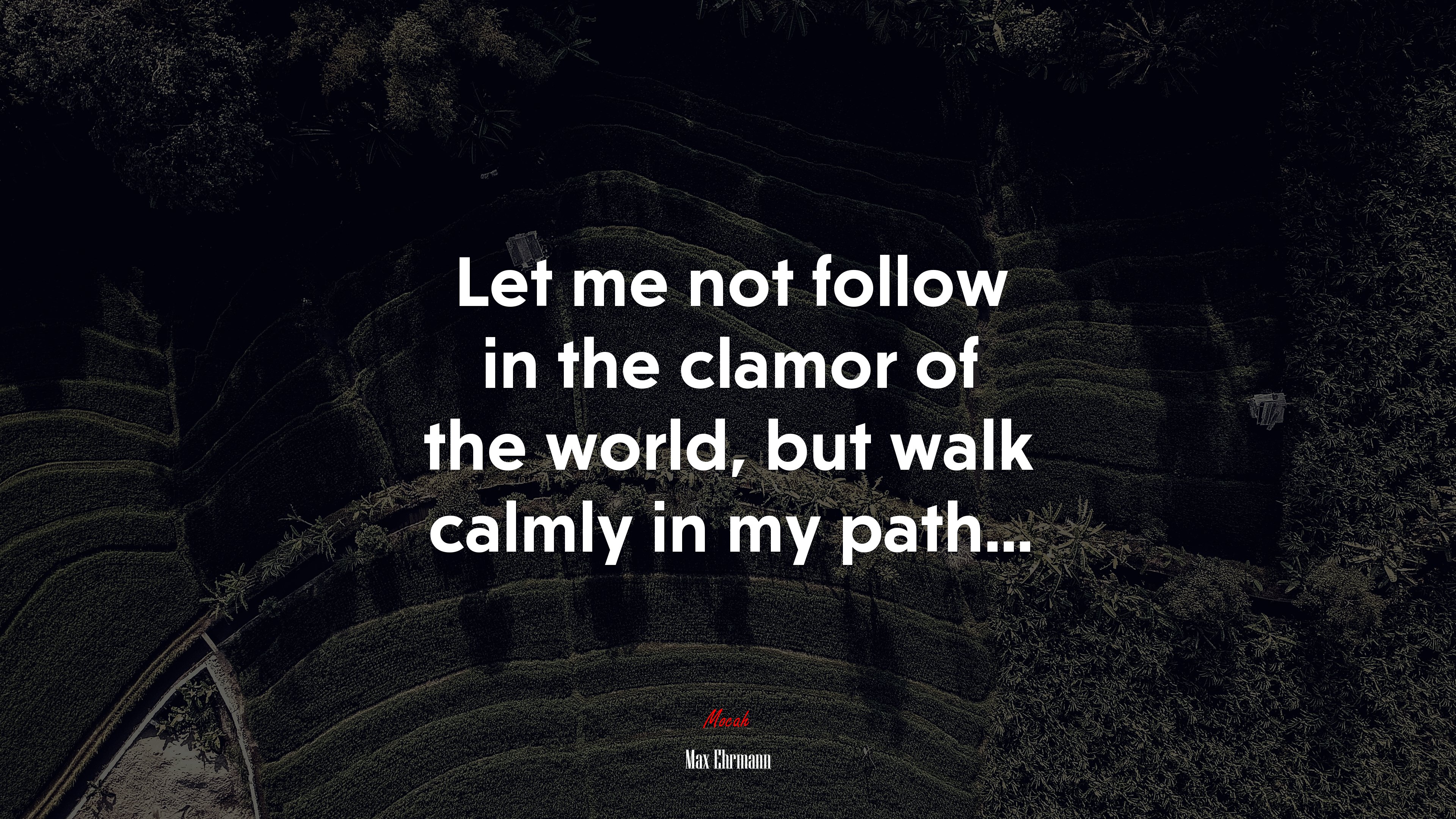 Let me not follow in the clamor of the world, but walk calmly in my path... | Max Ehrmann quote HD Wallpaper