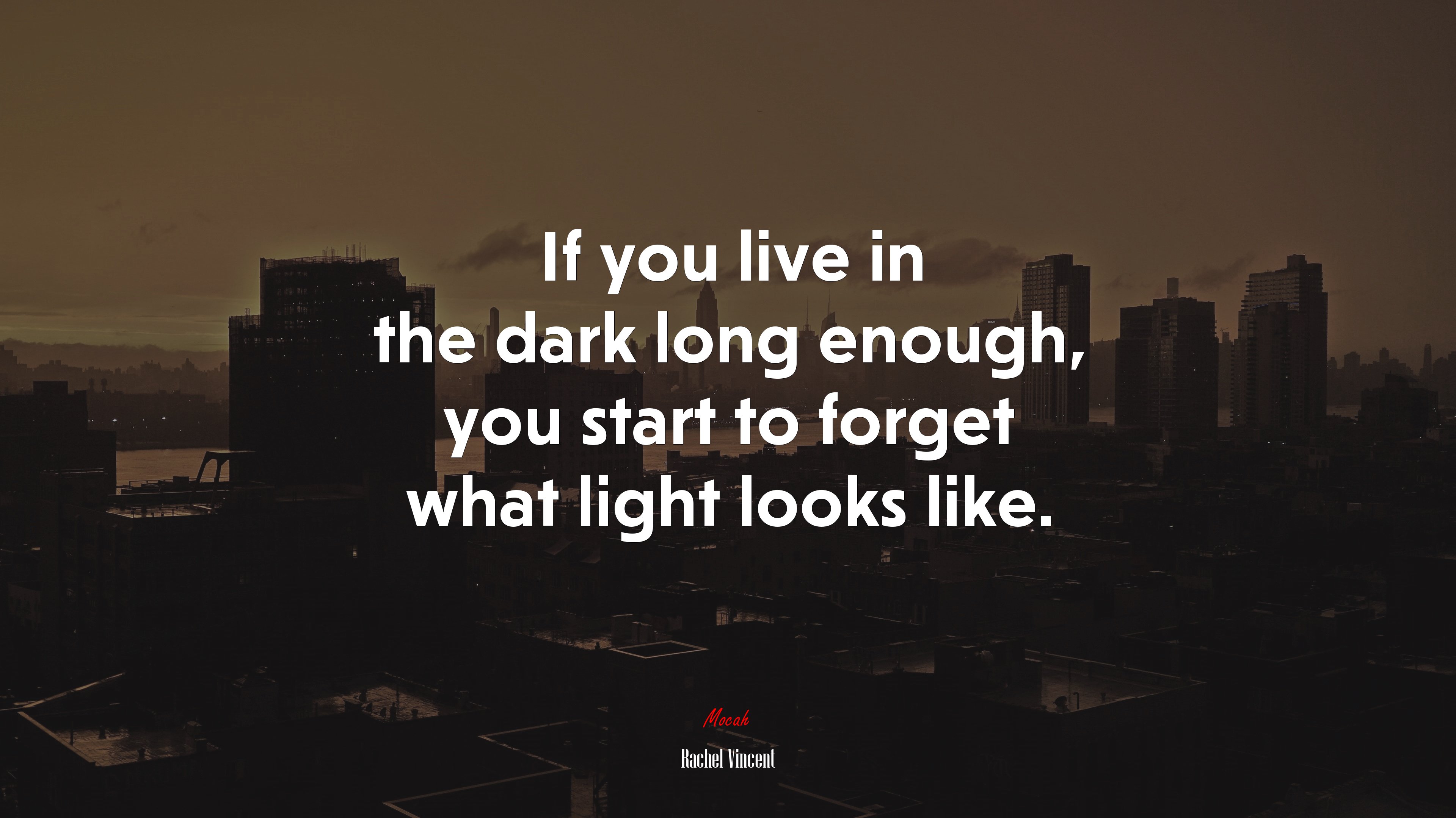 If you live in the dark long enough, you start to forget what light looks like. | Rachel Vincent quote HD Wallpaper