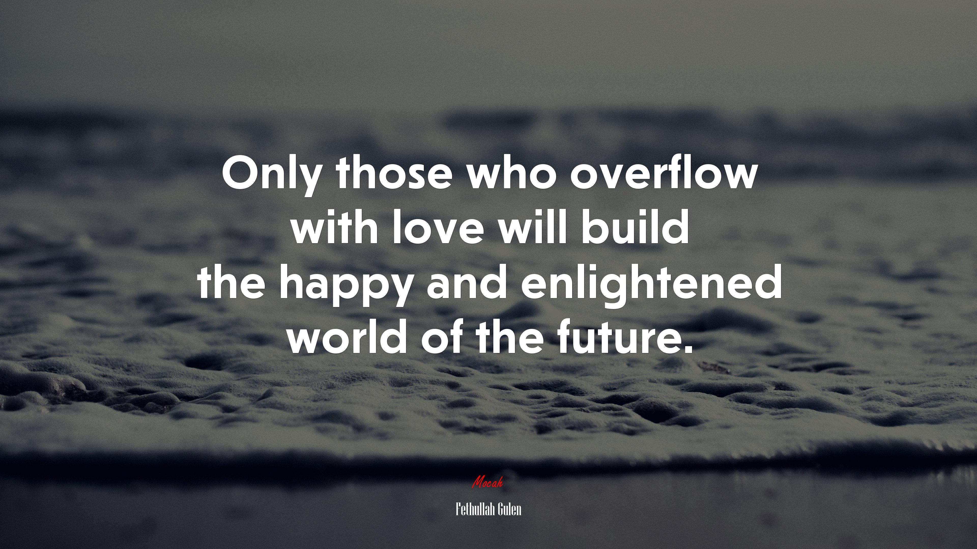 Only those who overflow with love will build the happy and enlightened world of the future. | Fethullah Gulen quote HD Wallpaper