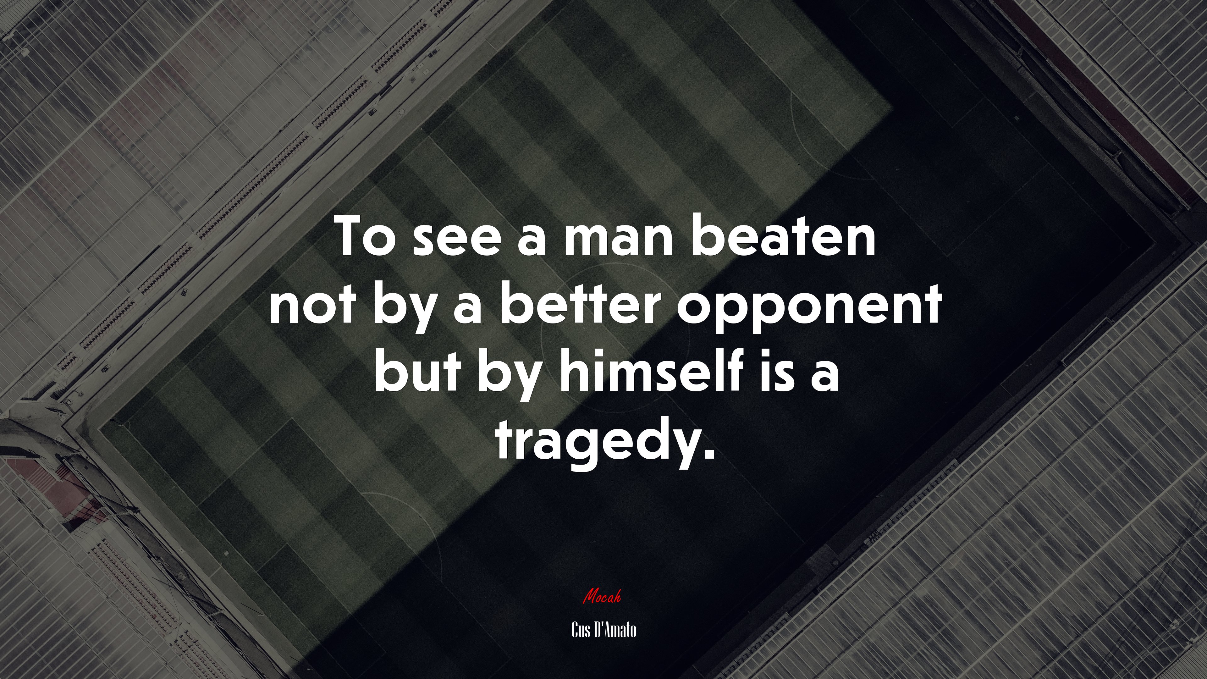To see a man beaten not by a better opponent but by himself is a tragedy. | Cus DAmato quote HD Wallpaper