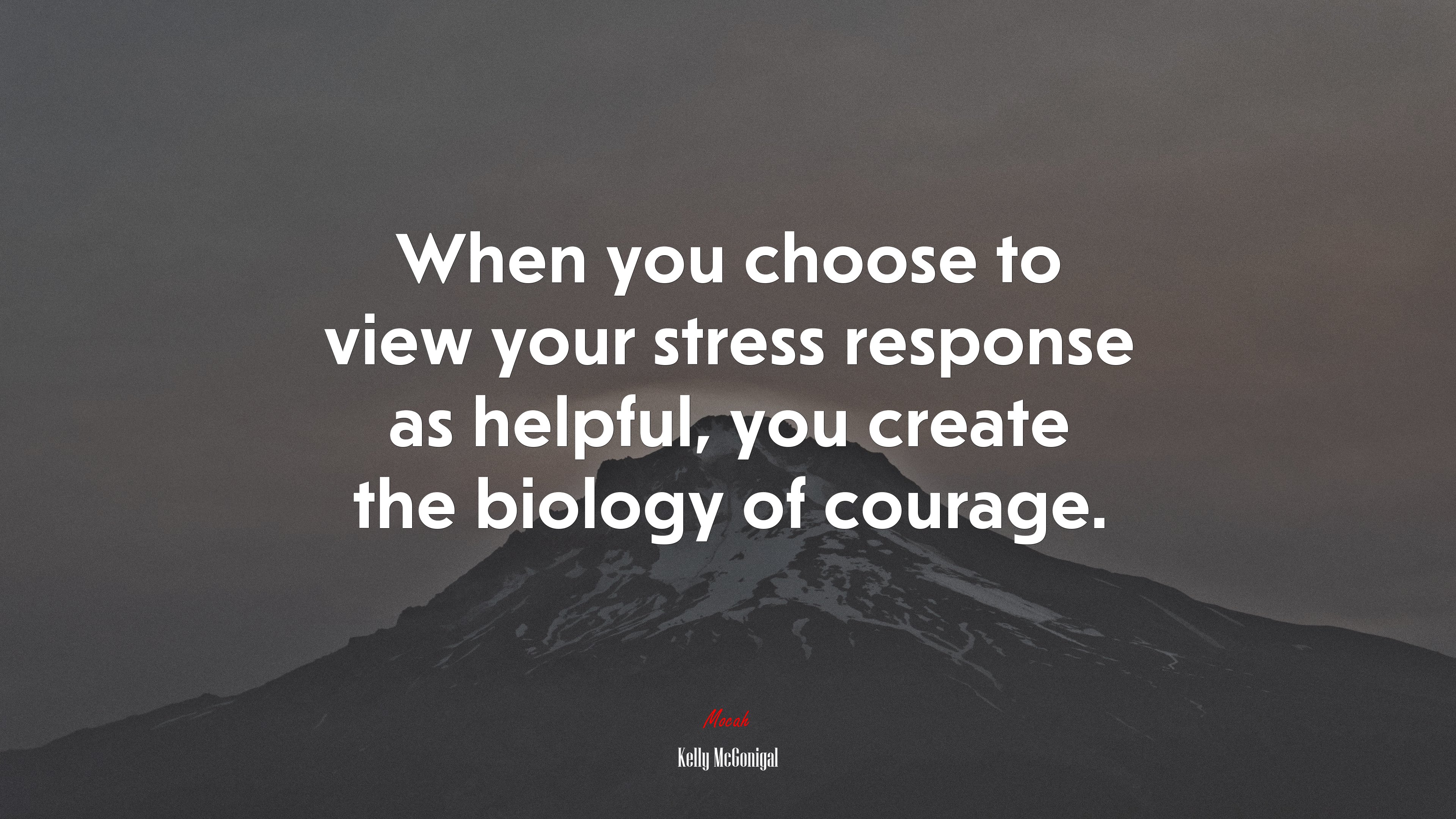 When you choose to view your stress response as helpful, you create the biology of courage. | Kelly McGonigal quote HD Wallpaper