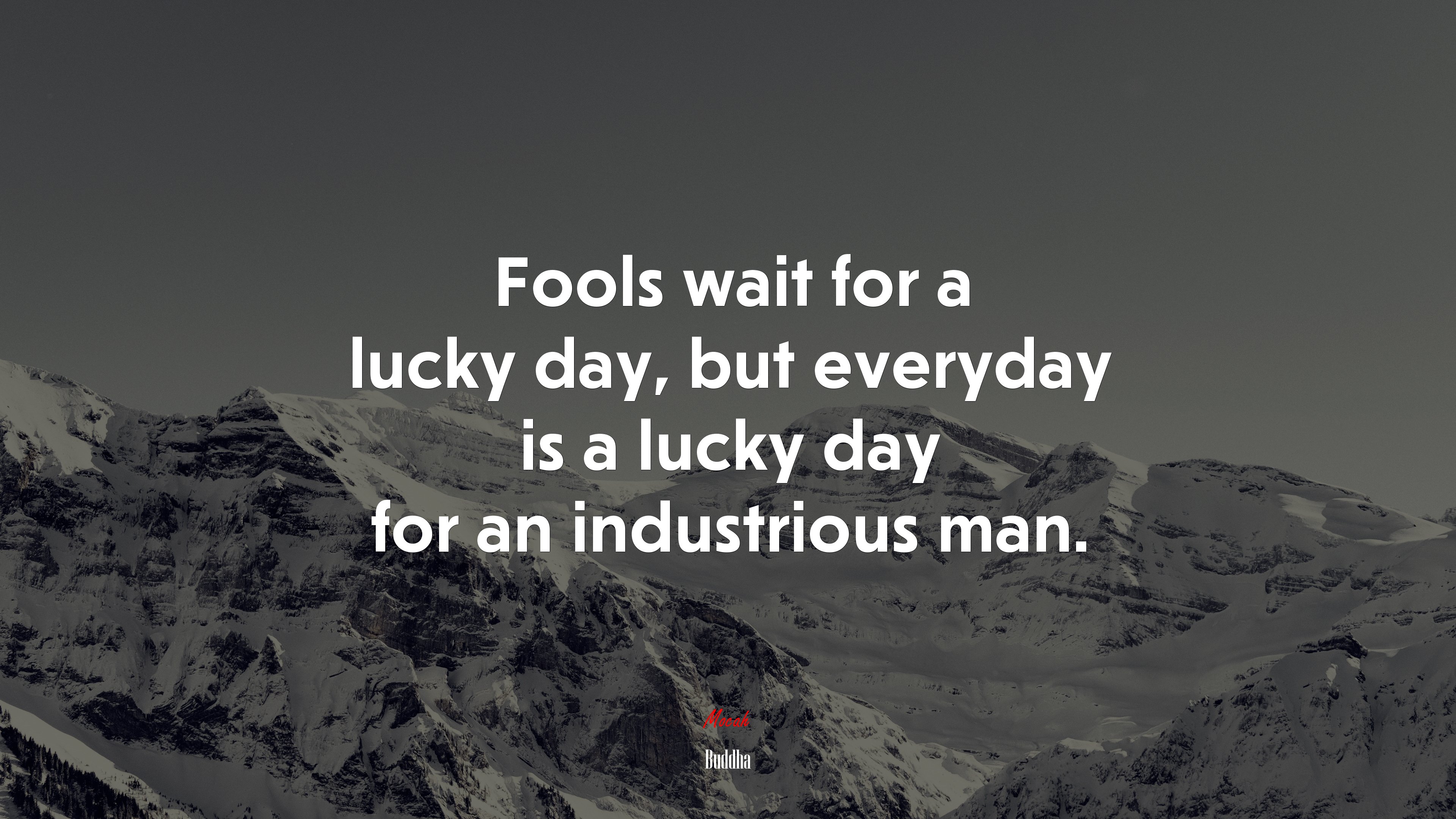Fools wait for a lucky day, but everyday is a lucky day for an industrious man. | Buddha quote HD Wallpaper