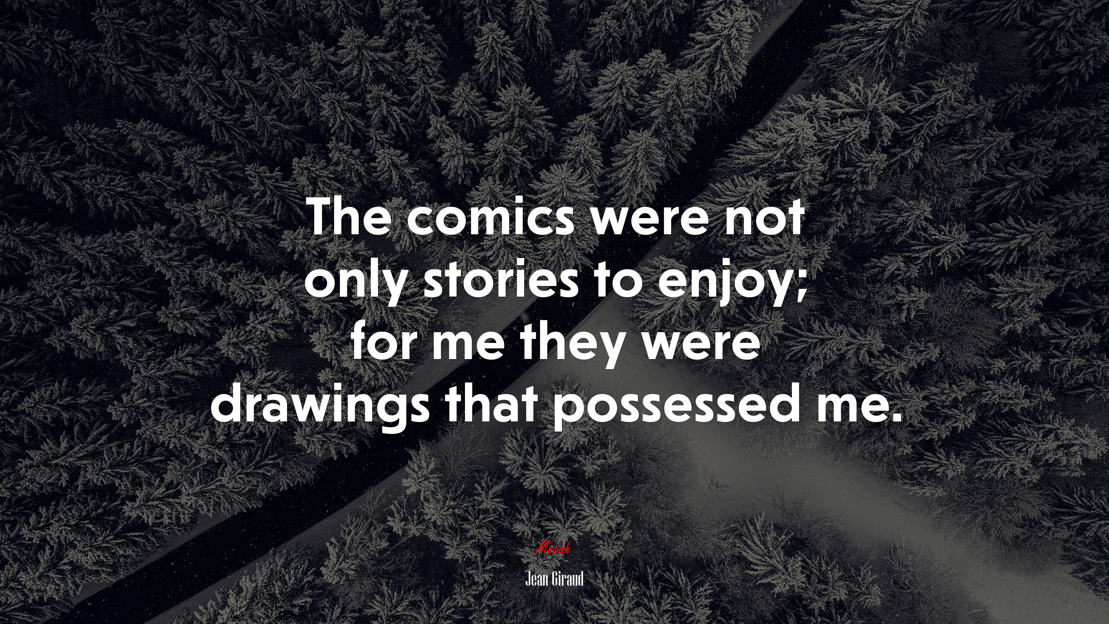 The comics were not only stories to enjoy; for me they were drawings that possessed me. | Jean Giraud quote HD Wallpaper