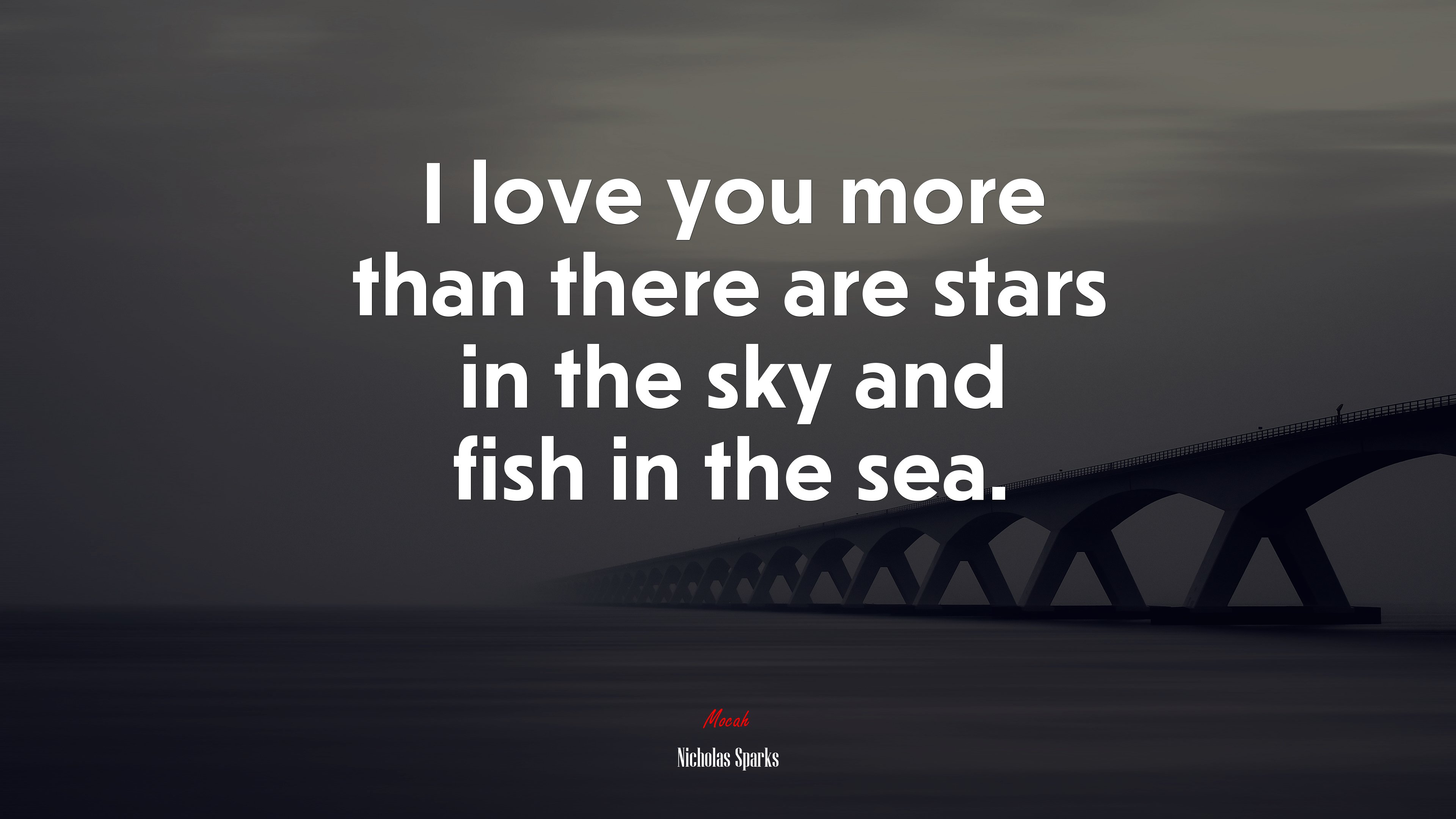 I love you more than there are stars in the sky and fish in the sea. | Nicholas Sparks quote HD Wallpaper