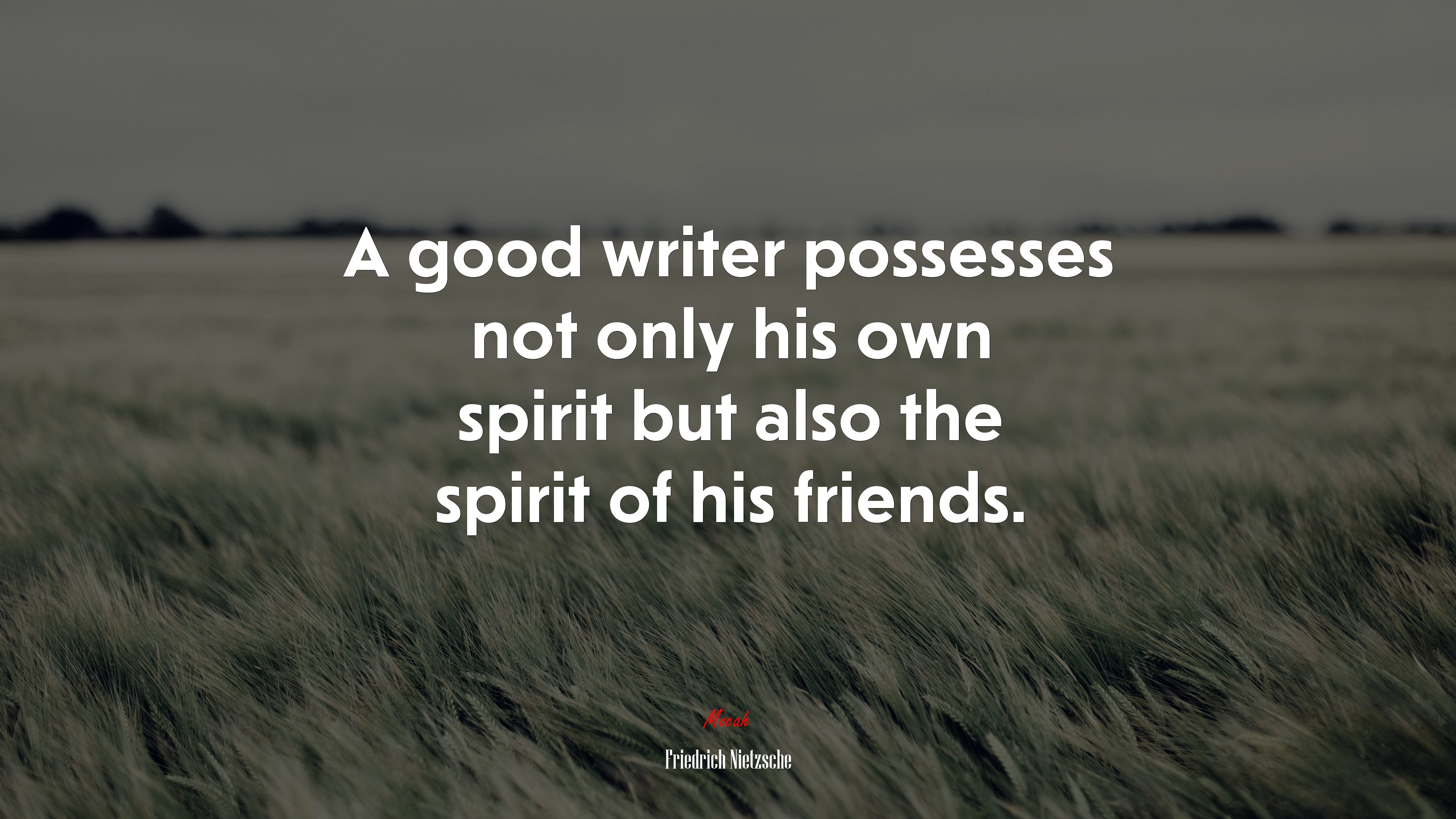A good writer possesses not only his own spirit but also the spirit of his friends. | Friedrich Nietzsche quote HD Wallpaper