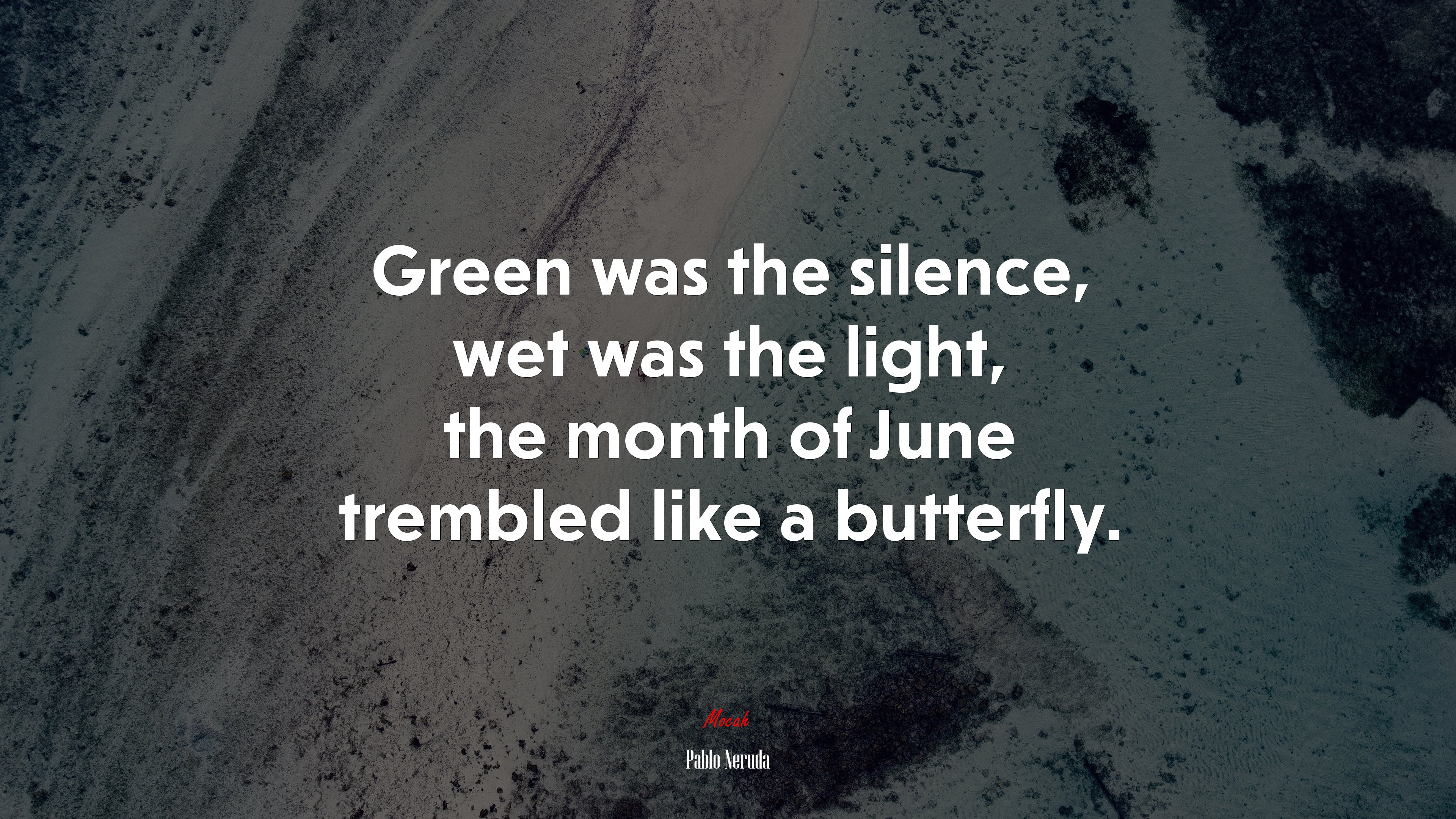 Green was the silence, wet was the light, the month of June trembled like a butterfly. | Pablo Neruda quote HD Wallpaper