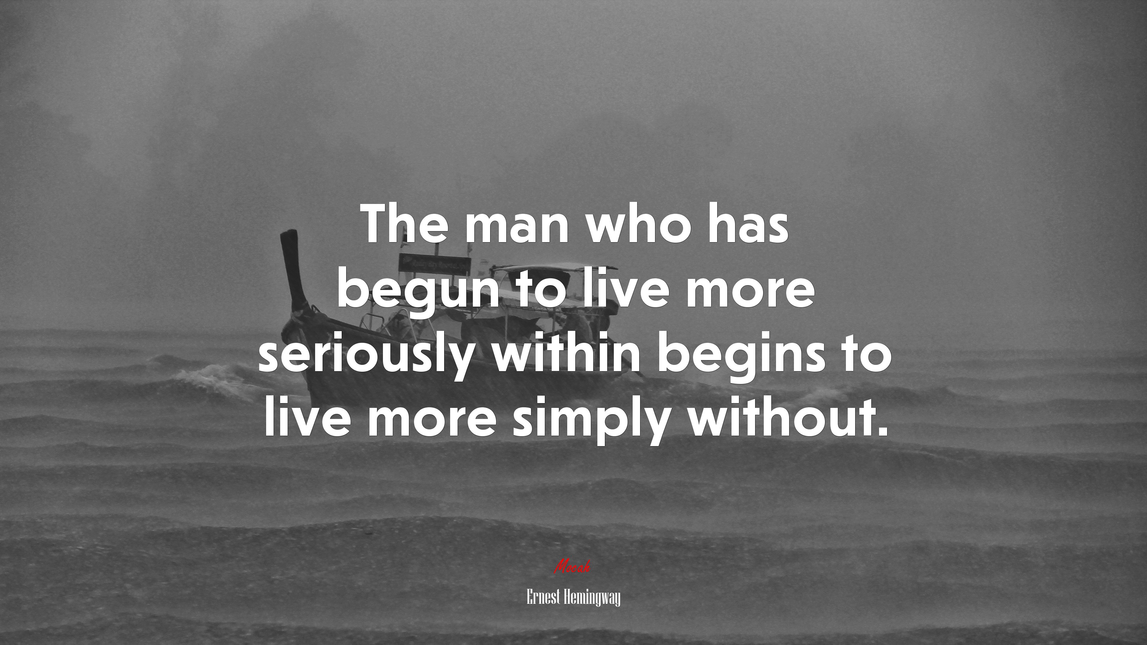The man who has begun to live more seriously within begins to live more simply without. | Ernest Hemingway quote HD Wallpaper