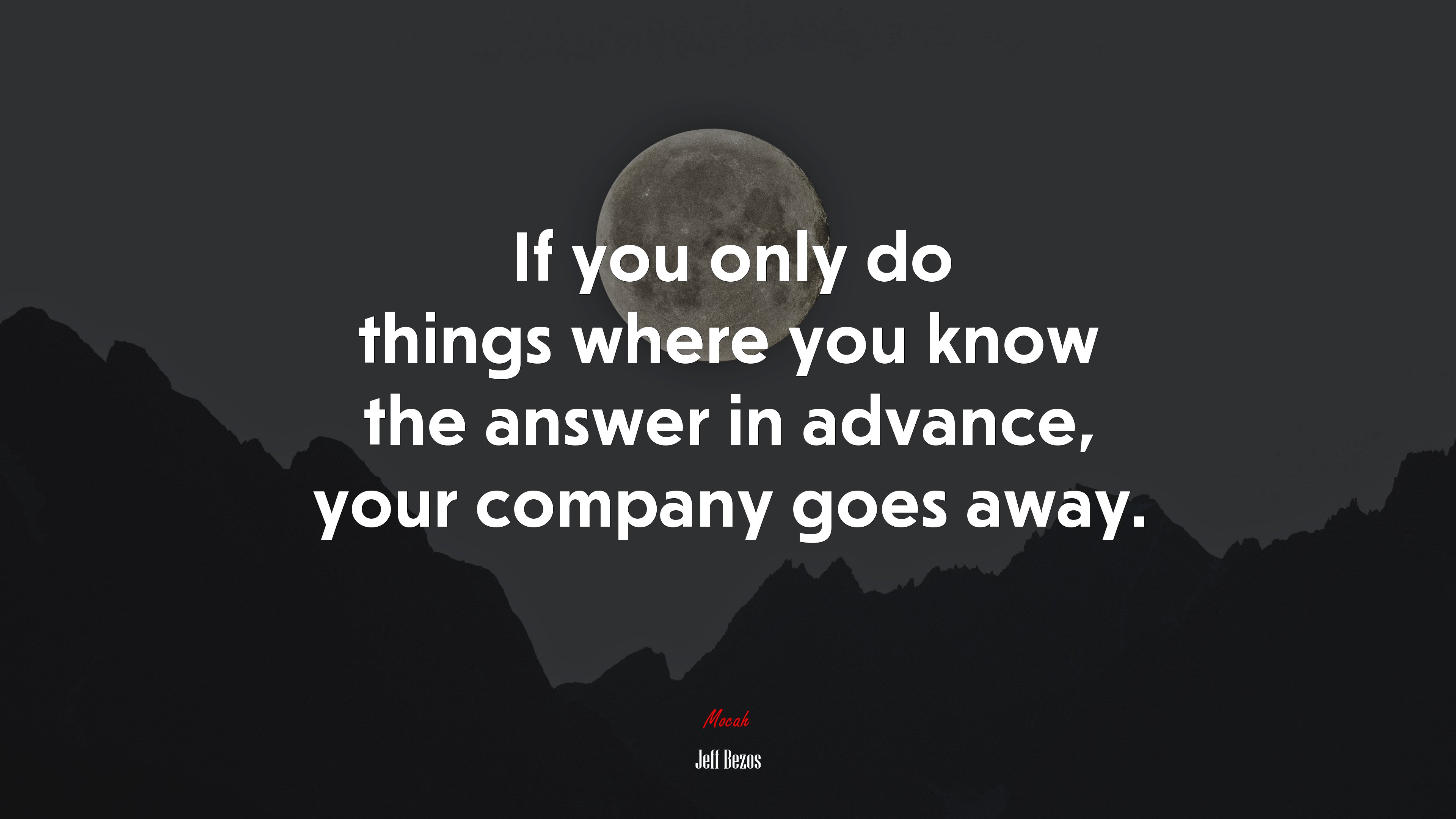 If you only do things where you know the answer in advance, your company goes away. | Jeff Bezos quote HD Wallpaper