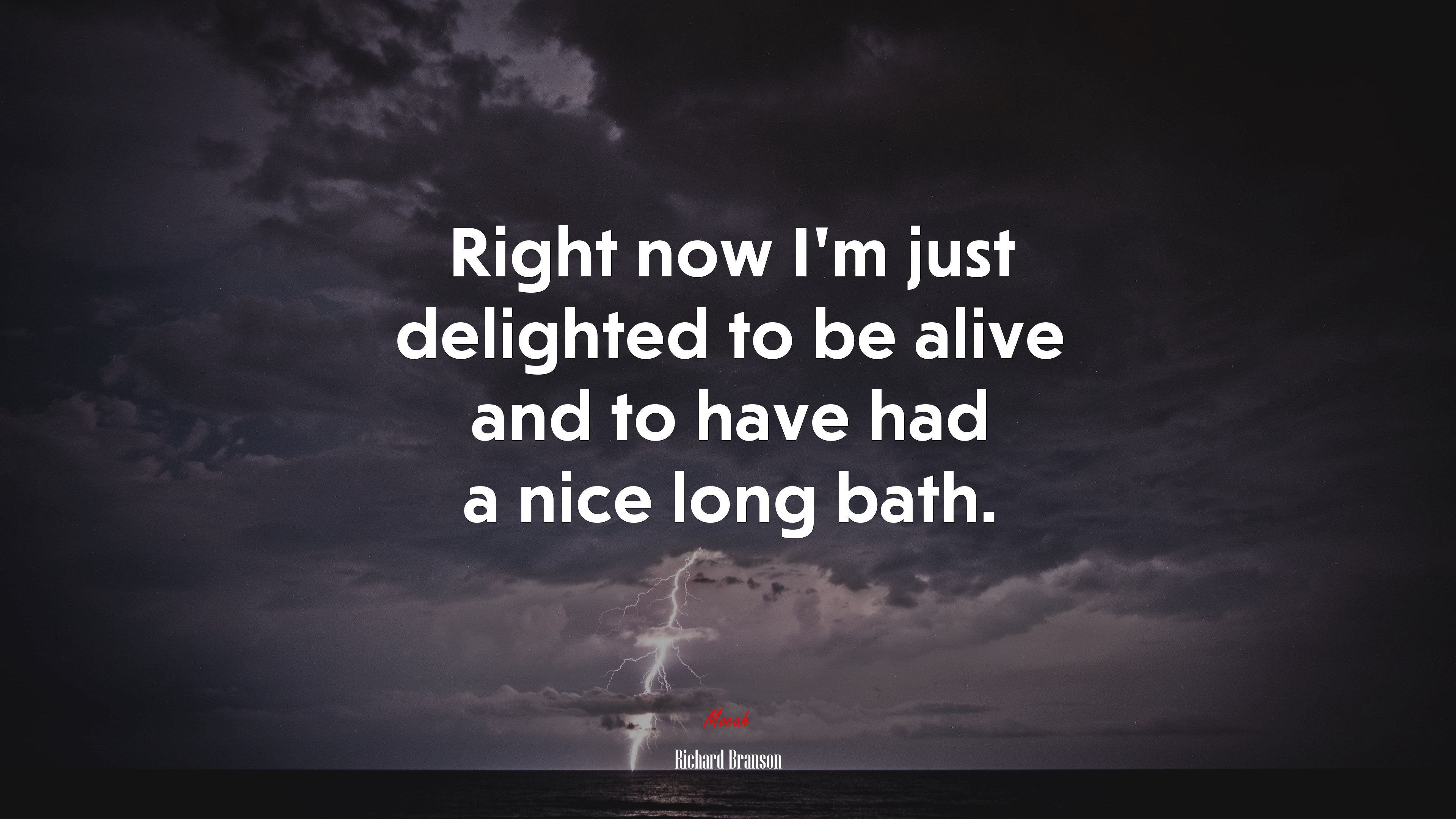 Right now Im just delighted to be alive and to have had a nice long bath. | Richard Branson quote HD Wallpaper