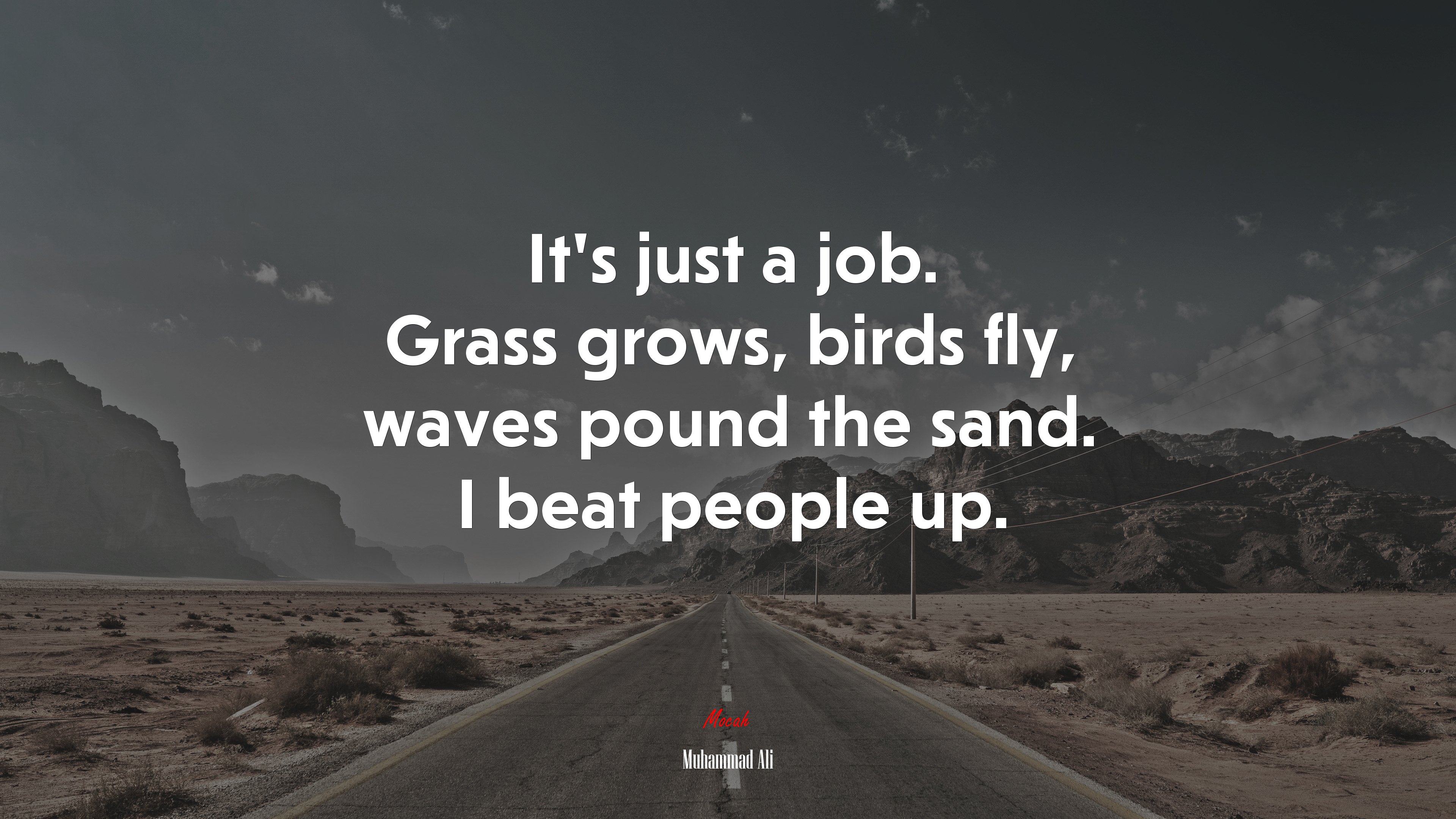 It’s just a job. Grass grows, birds fly, waves pound the sand. I beat people up. | Muhammad Ali quote HD Wallpaper