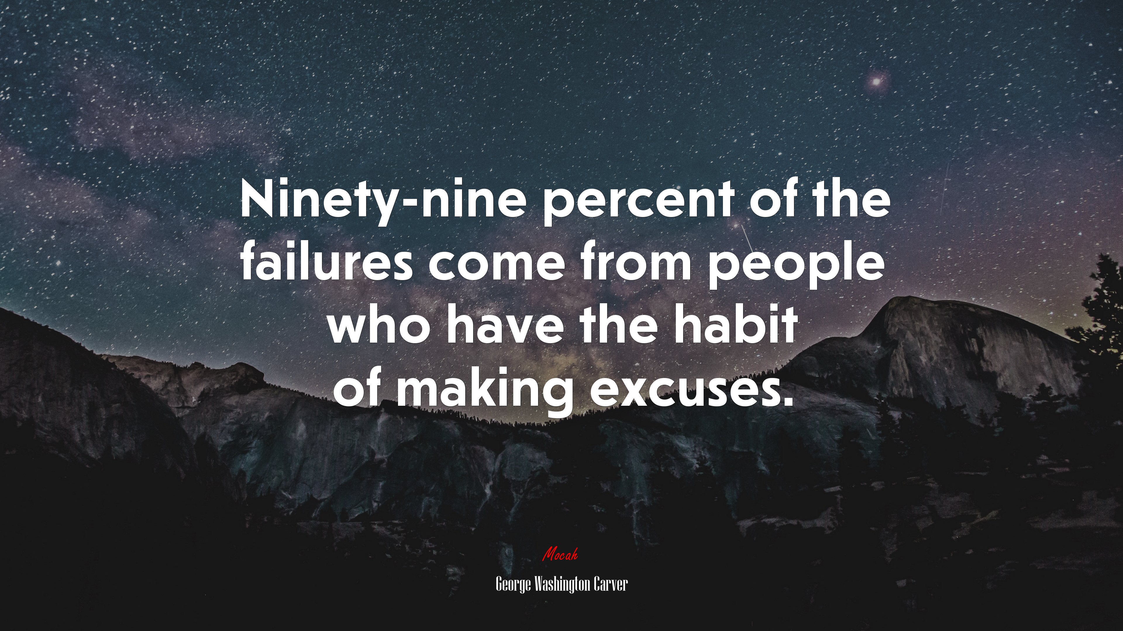 Ninety-nine percent of the failures come from people who have the habit of making excuses. | George Washington Carver quote HD Wallpaper