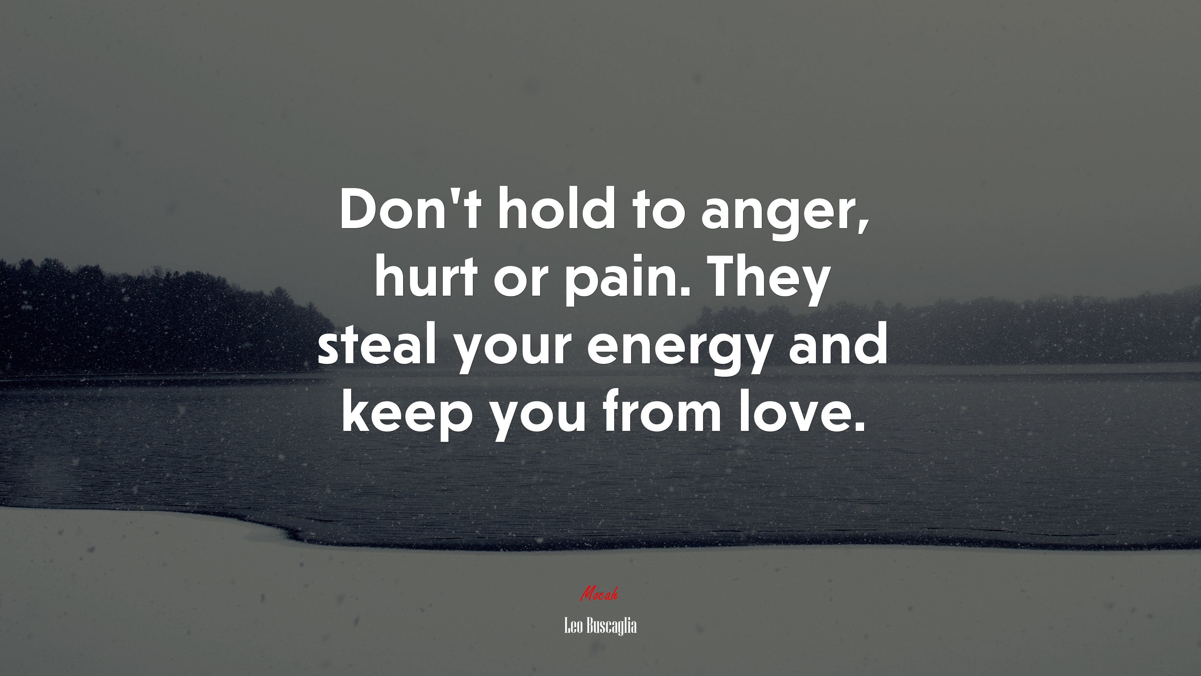 Don’t hold to anger, hurt or pain. They steal your energy and keep you from love. | Leo Buscaglia quote HD Wallpaper