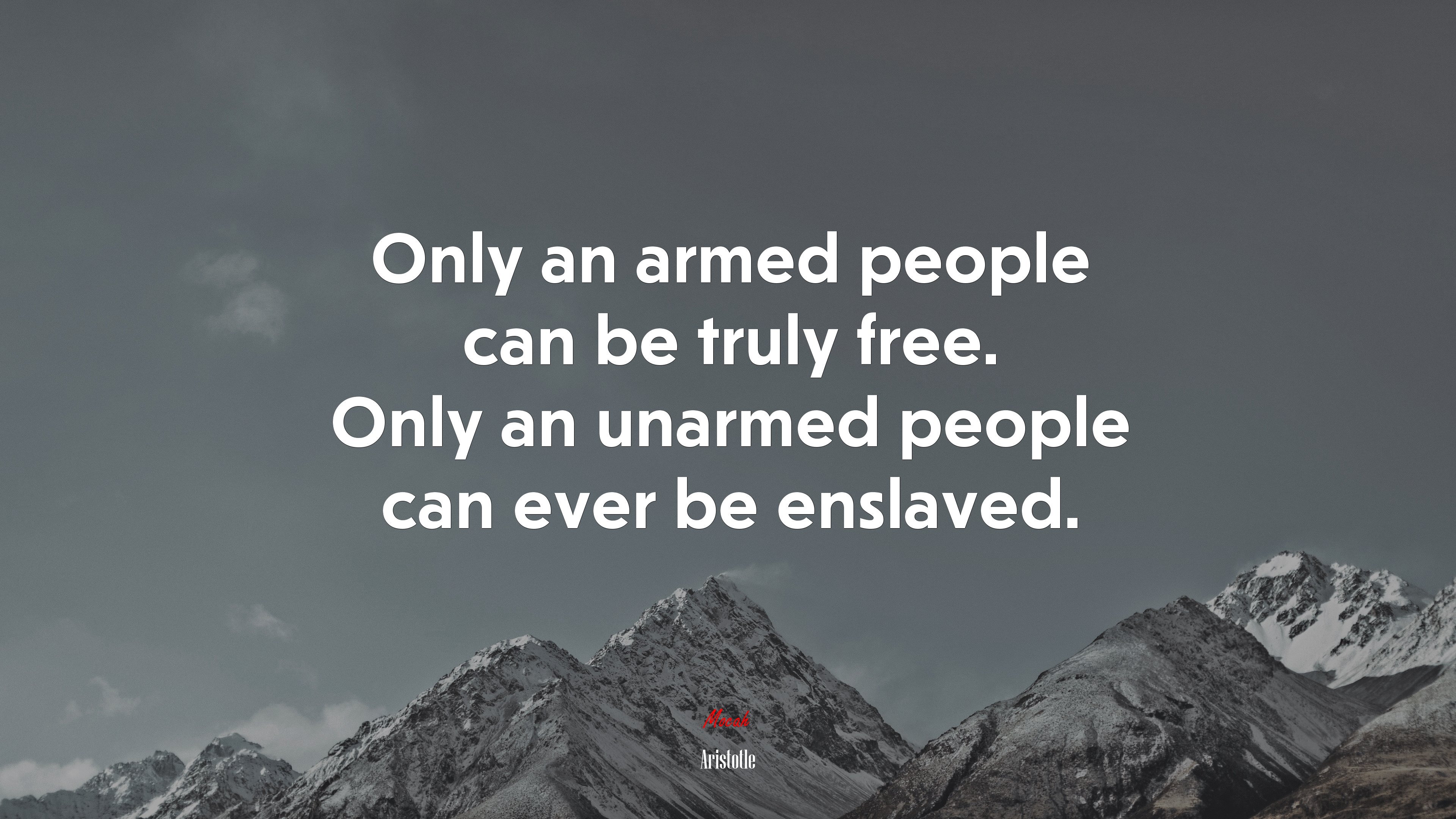 Only an armed people can be truly free. Only an unarmed people can ever be enslaved. | Aristotle quote HD Wallpaper
